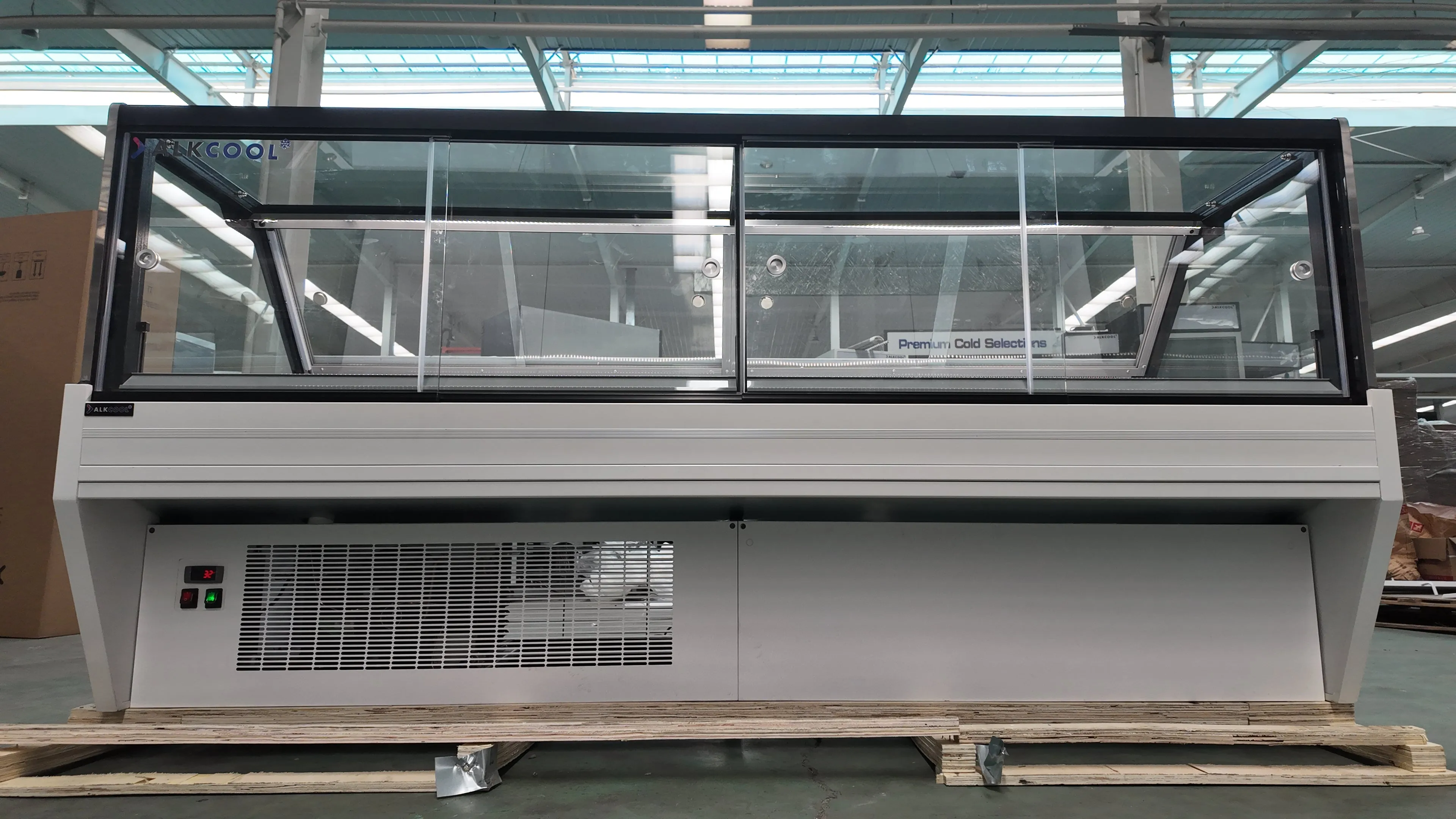 SOC96'' Self-contained Vertical Glass Multi Deck Straight Glass Merchandiser for Deli and Cheese
