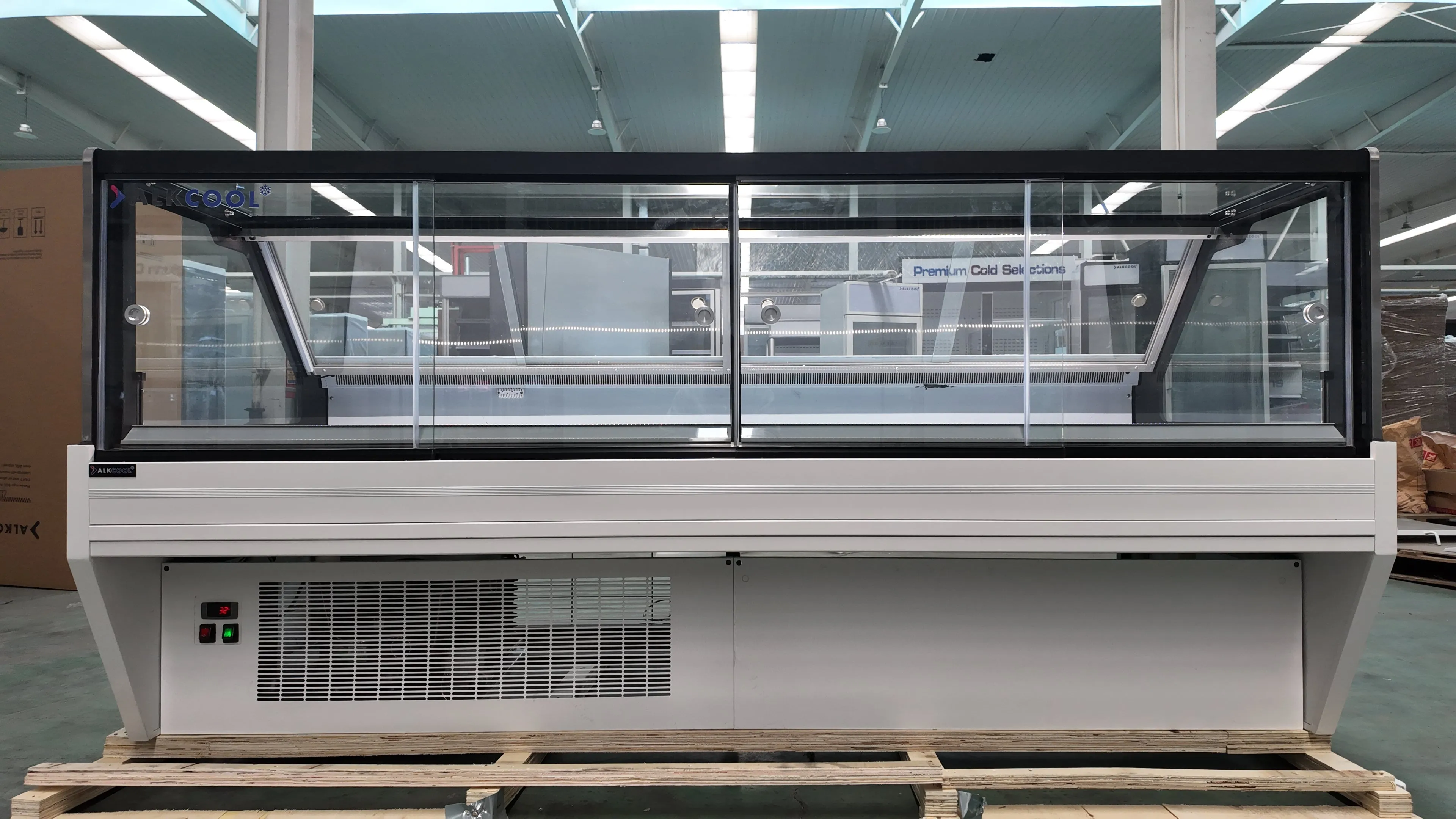 SOC96'' Self-contained Vertical Glass Multi Deck Straight Glass Merchandiser for Deli and Cheese