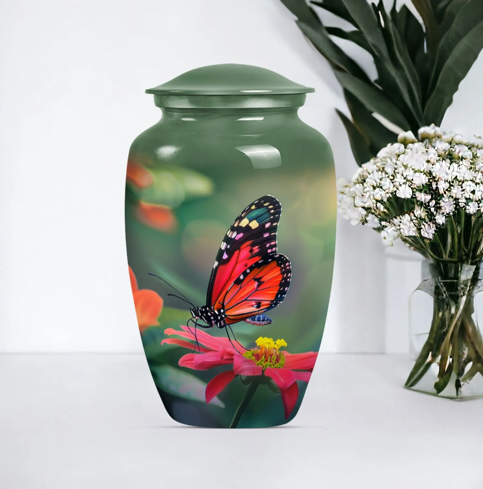 Solemn Butterfly Keepsake: Poignant Memorial Urn For Ashes