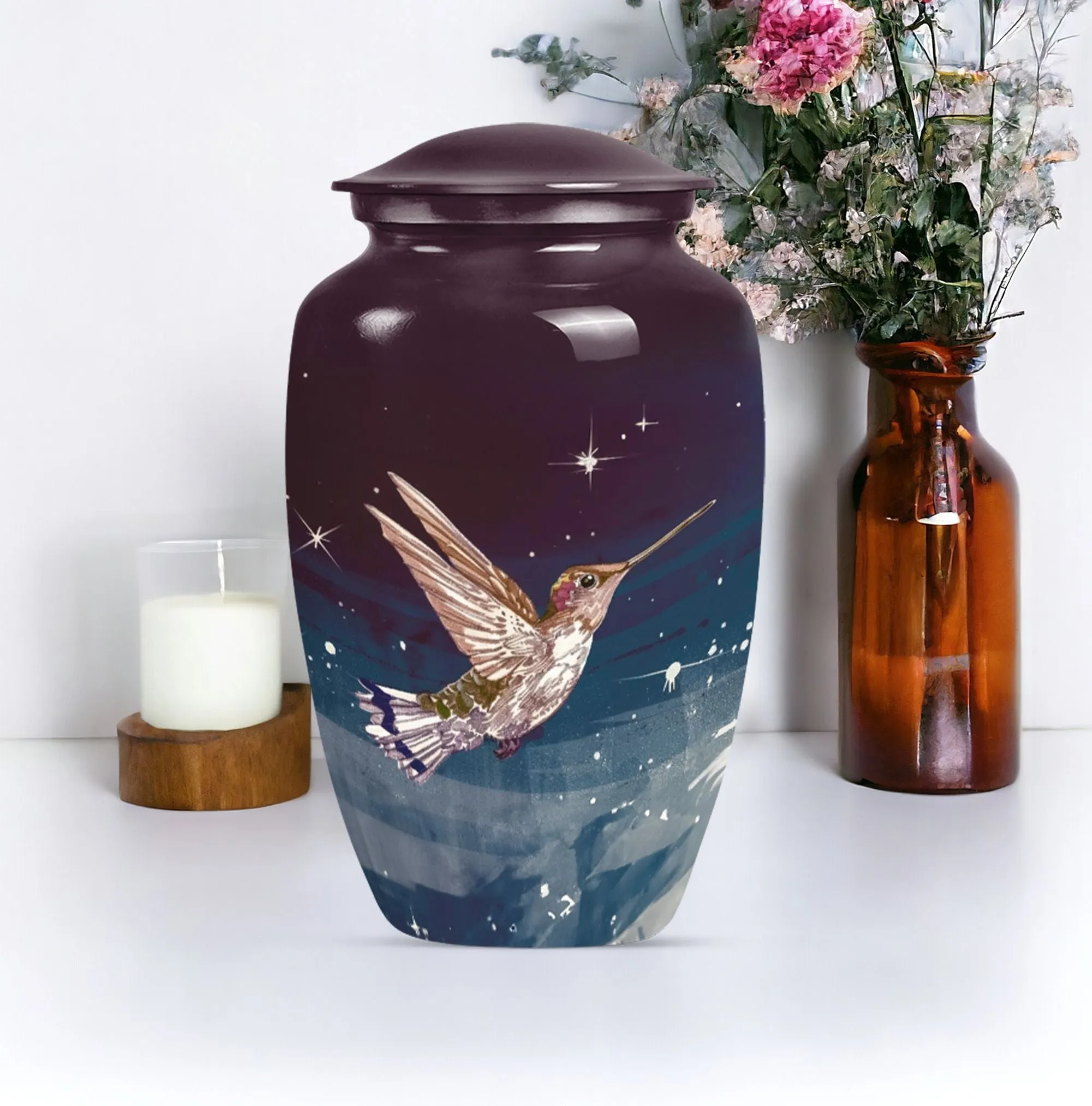Soothing Hummingbird Solace - Customizable Cremation Burial Urn