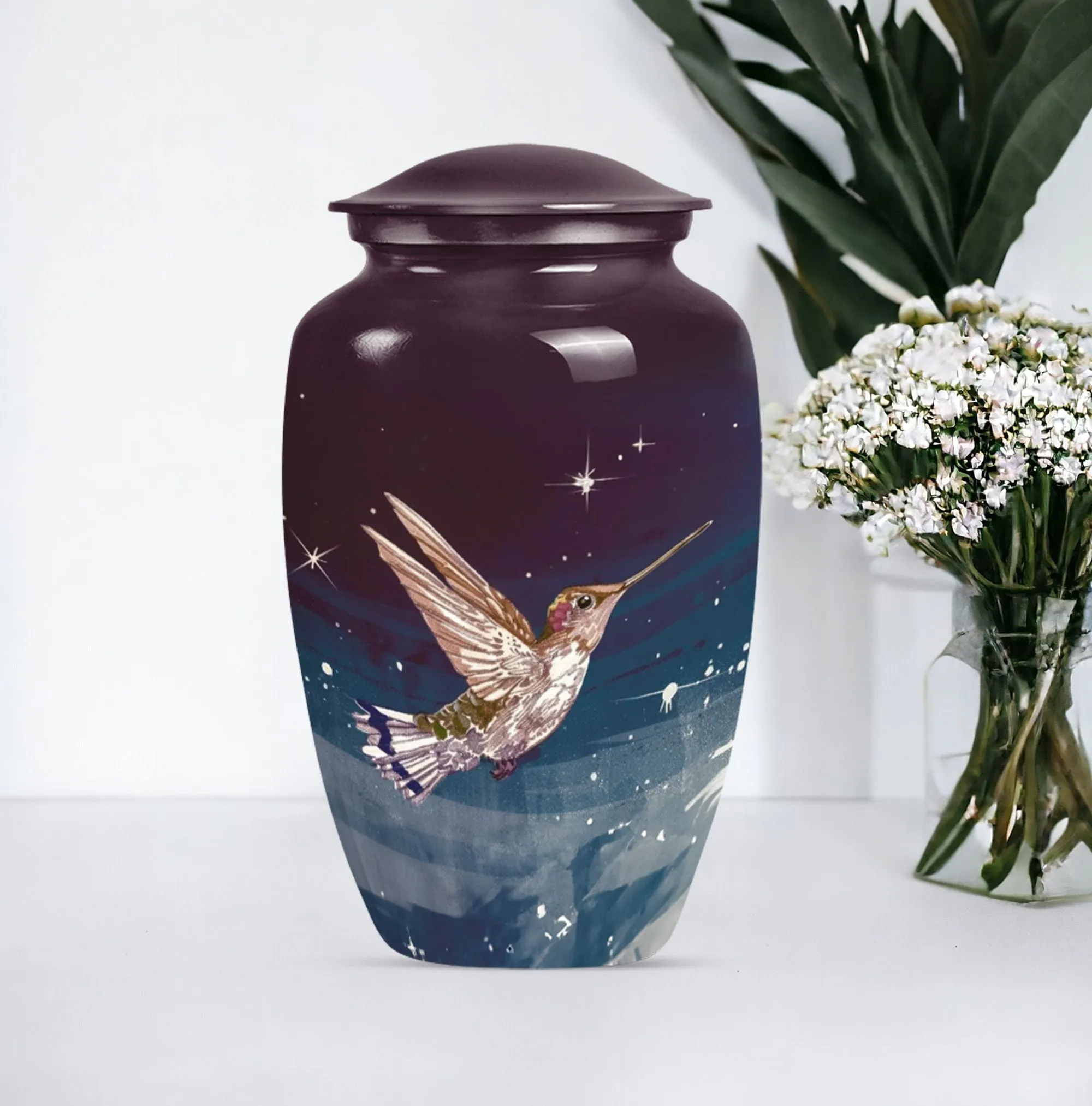 Soothing Hummingbird Solace - Customizable Cremation Burial Urn