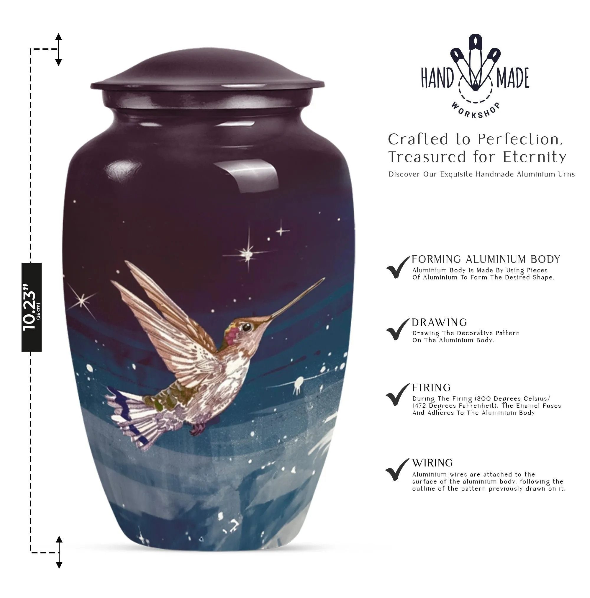 Soothing Hummingbird Solace - Customizable Cremation Burial Urn