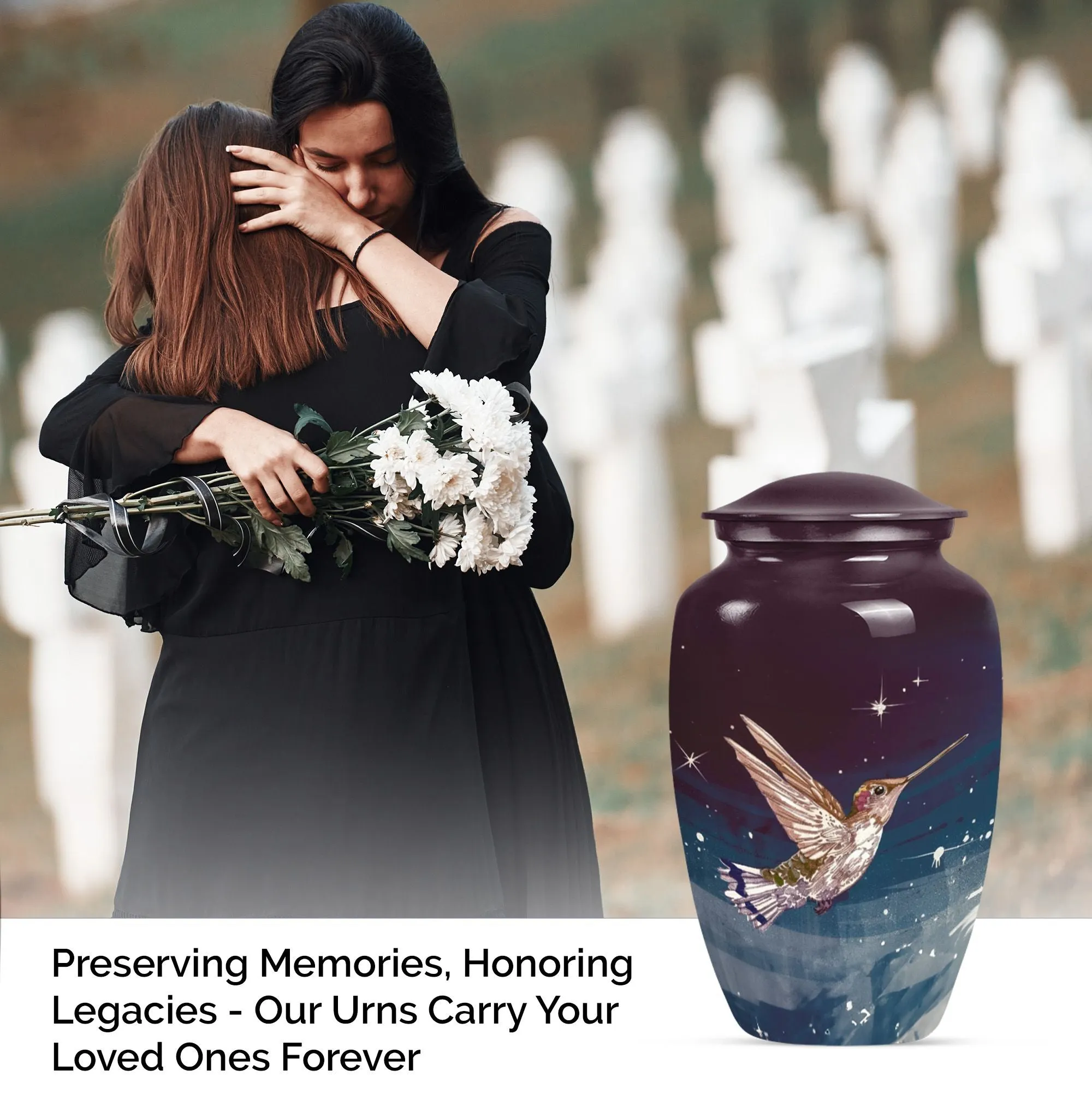 Soothing Hummingbird Solace - Customizable Cremation Burial Urn