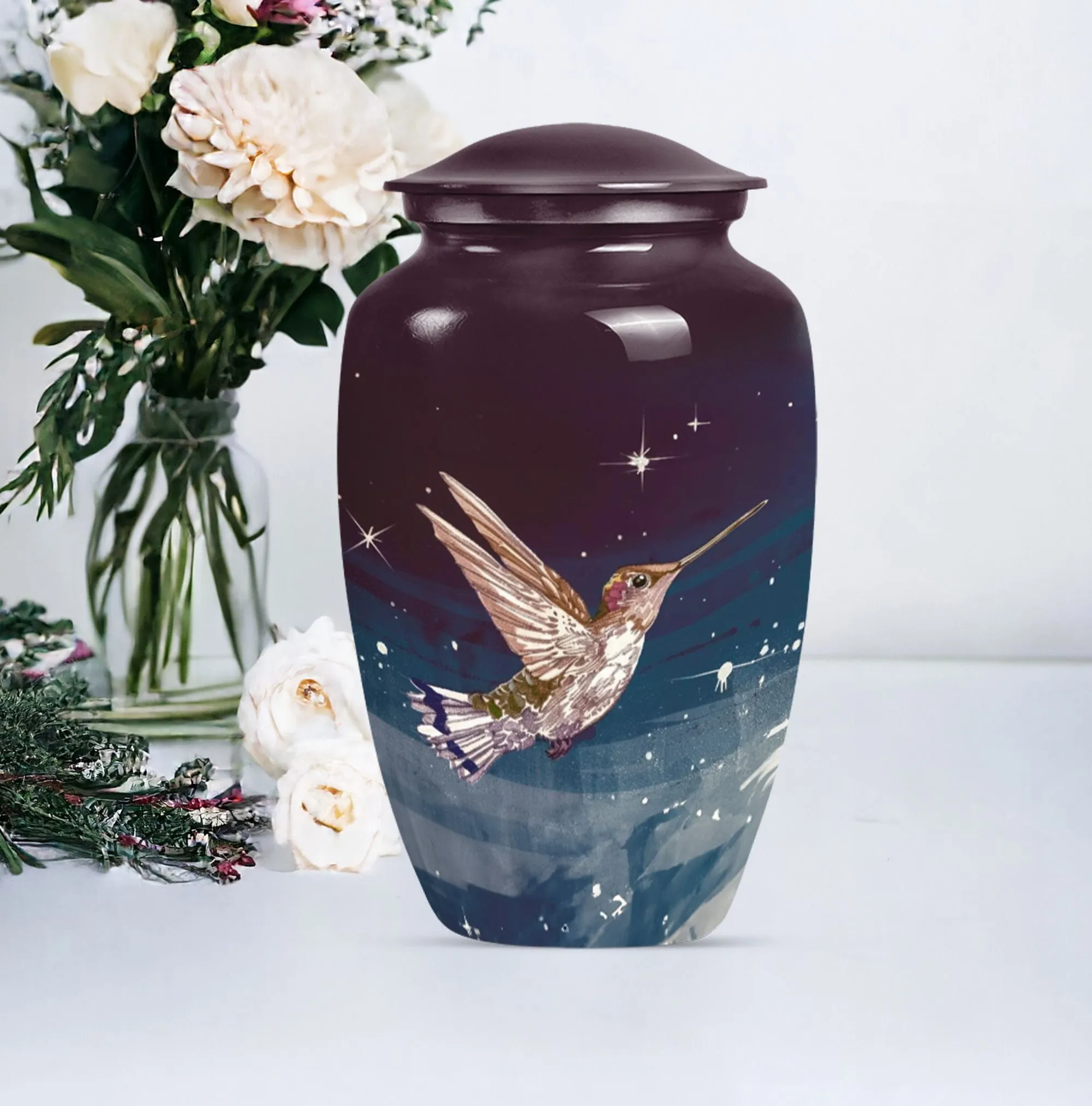 Soothing Hummingbird Solace - Customizable Cremation Burial Urn