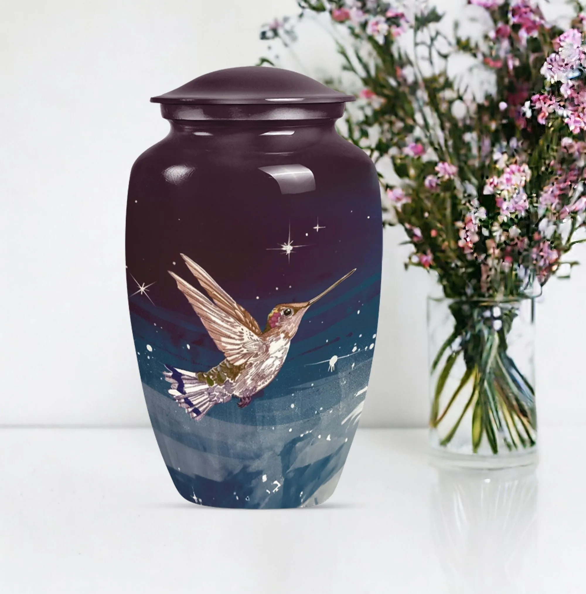 Soothing Hummingbird Solace - Customizable Cremation Burial Urn