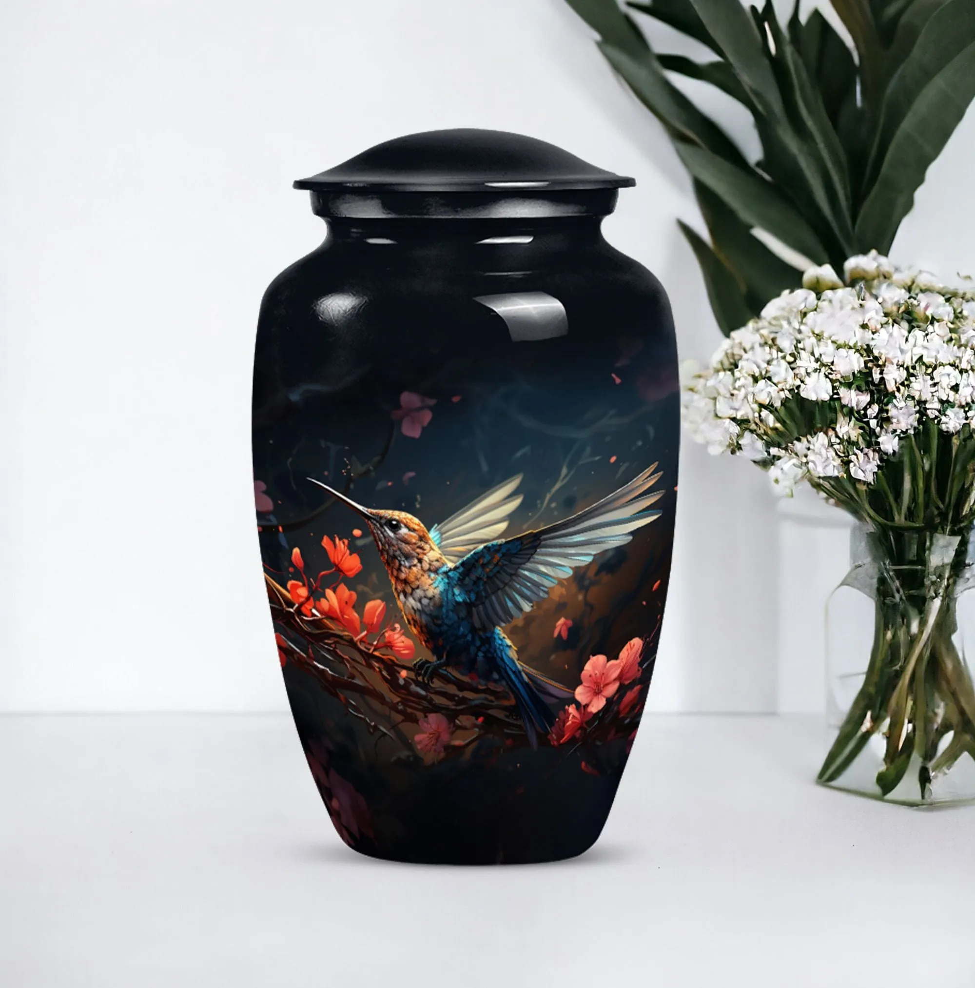 Soothing Repose: Humming Bird Medium-sized Memorial Urn