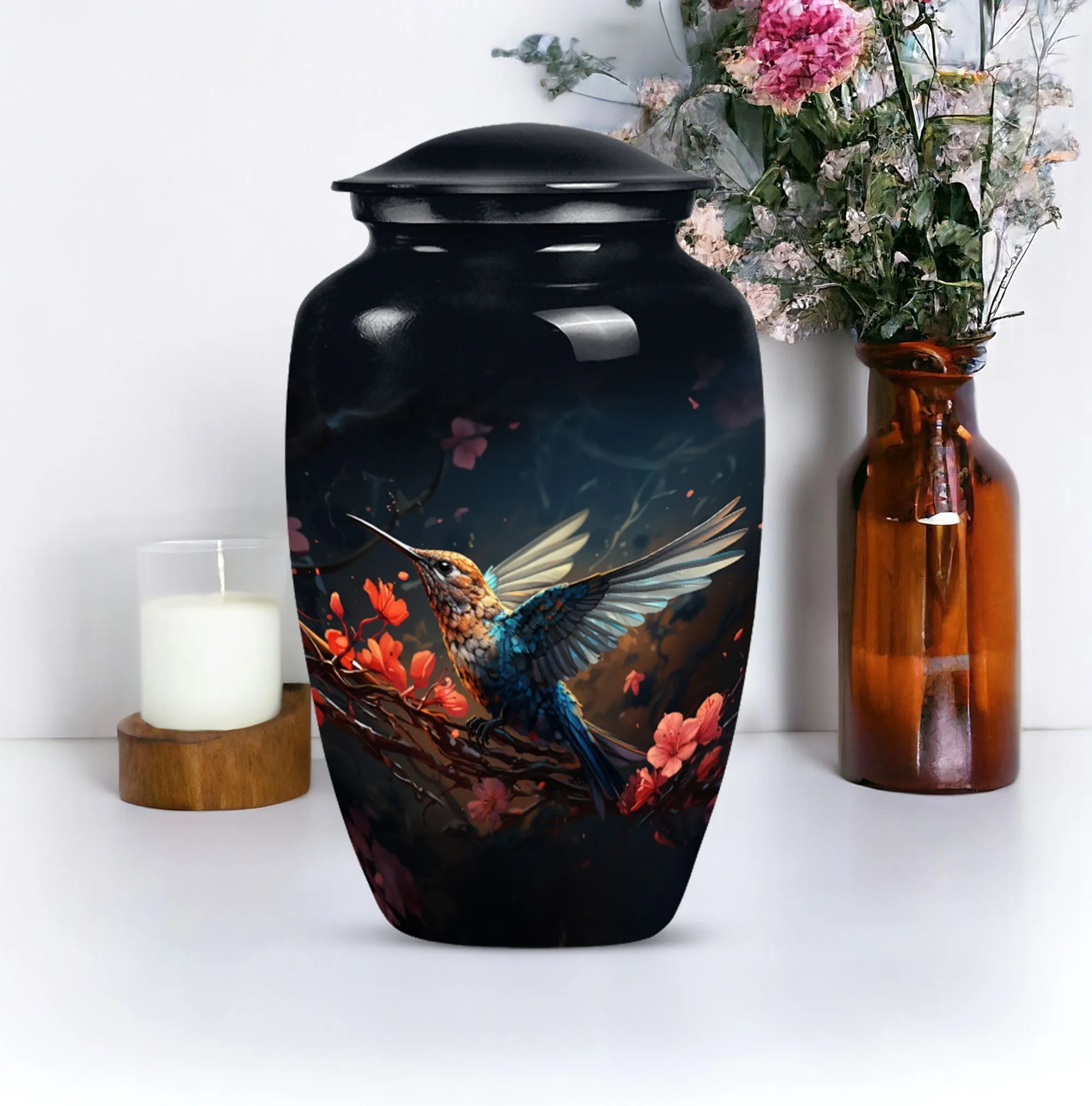 Soothing Repose: Humming Bird Medium-sized Memorial Urn