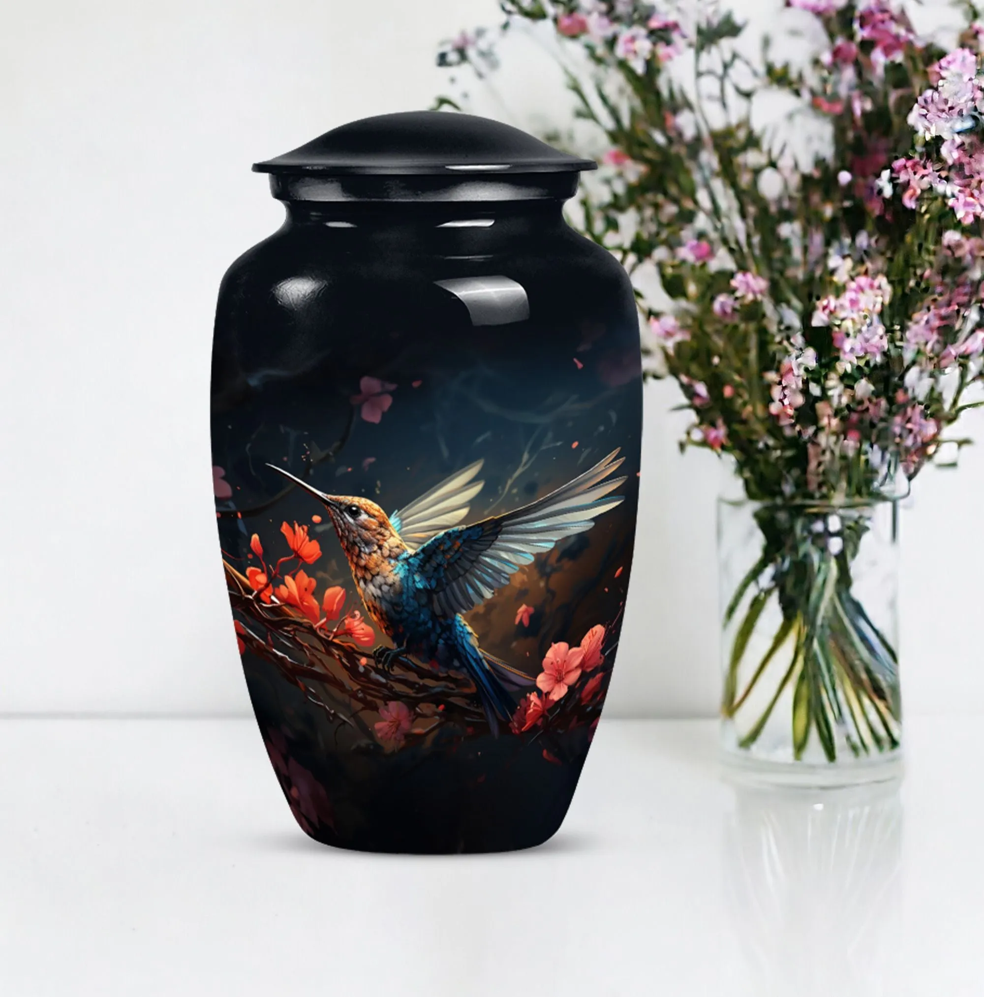 Soothing Repose: Humming Bird Medium-sized Memorial Urn