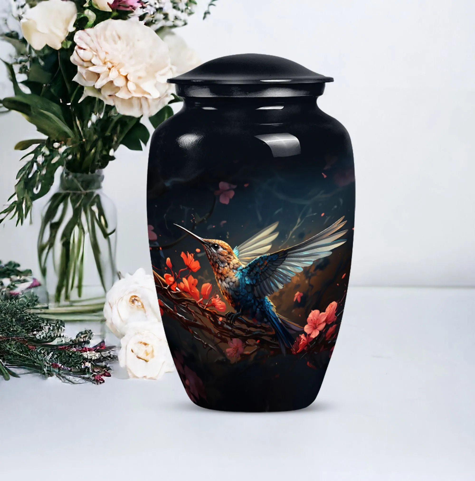 Soothing Repose: Humming Bird Medium-sized Memorial Urn