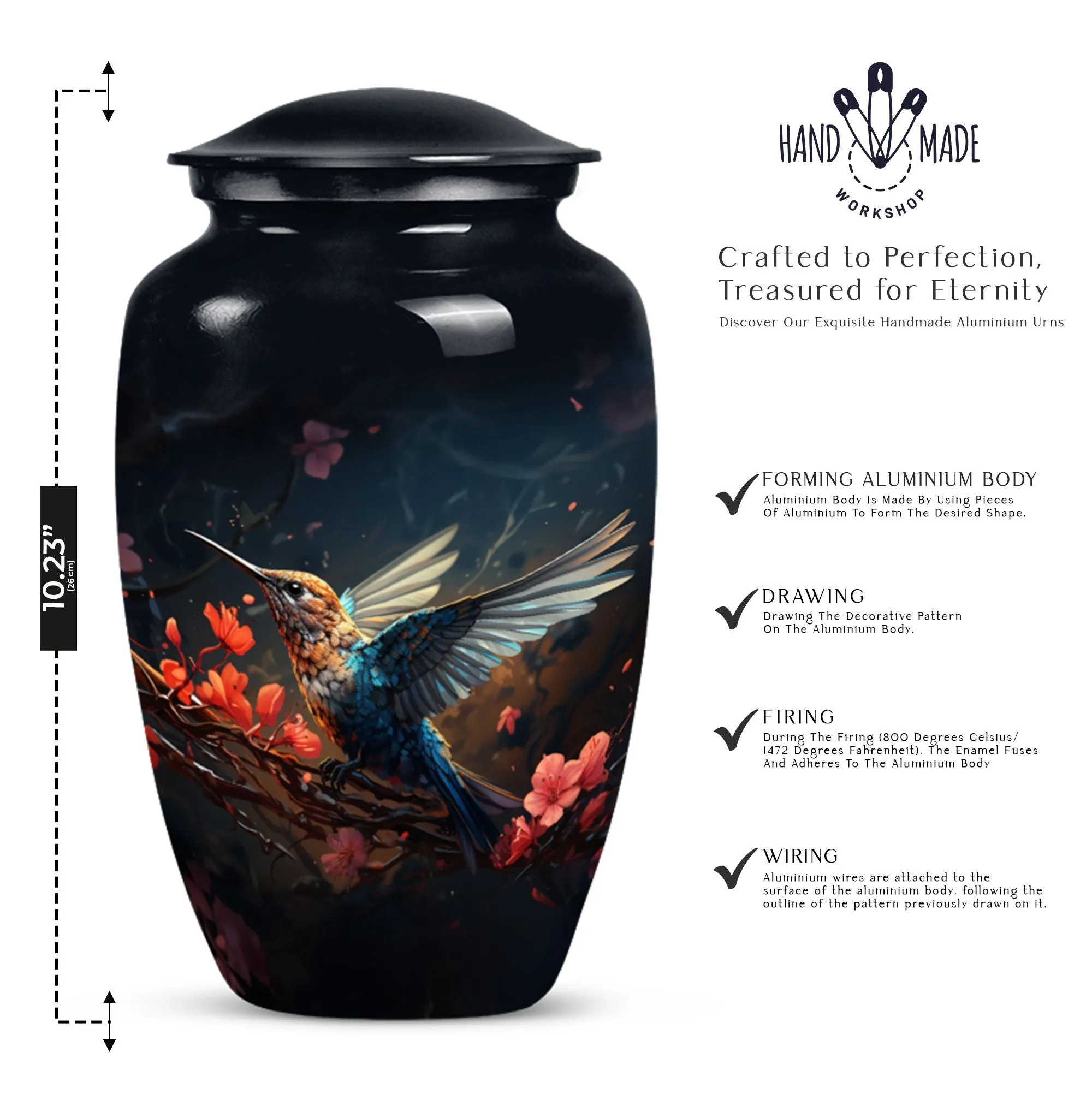 Soothing Repose: Humming Bird Medium-sized Memorial Urn