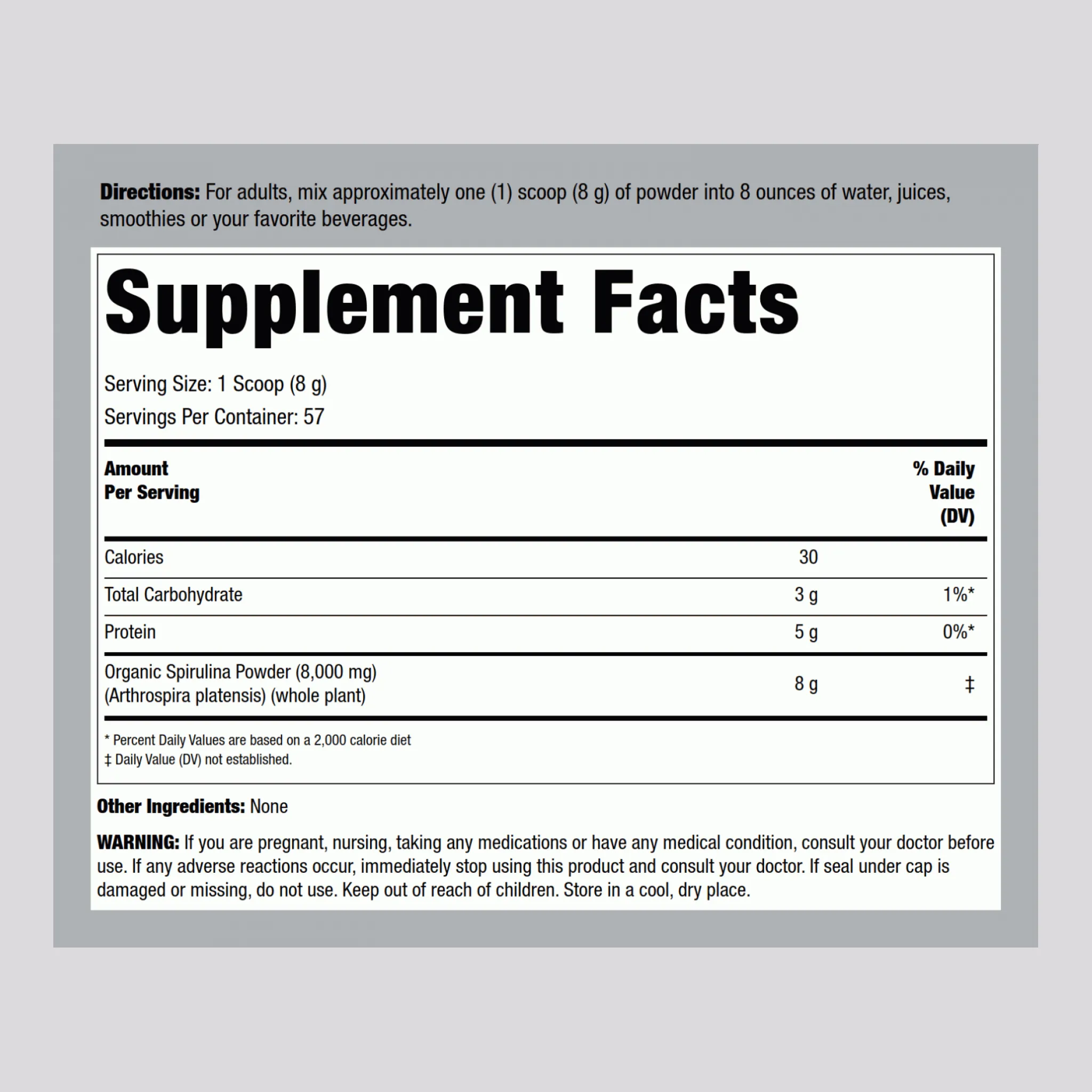 Spirulina Powder (Organic), 1 lb (454 g) Bottle, 2  Bottles