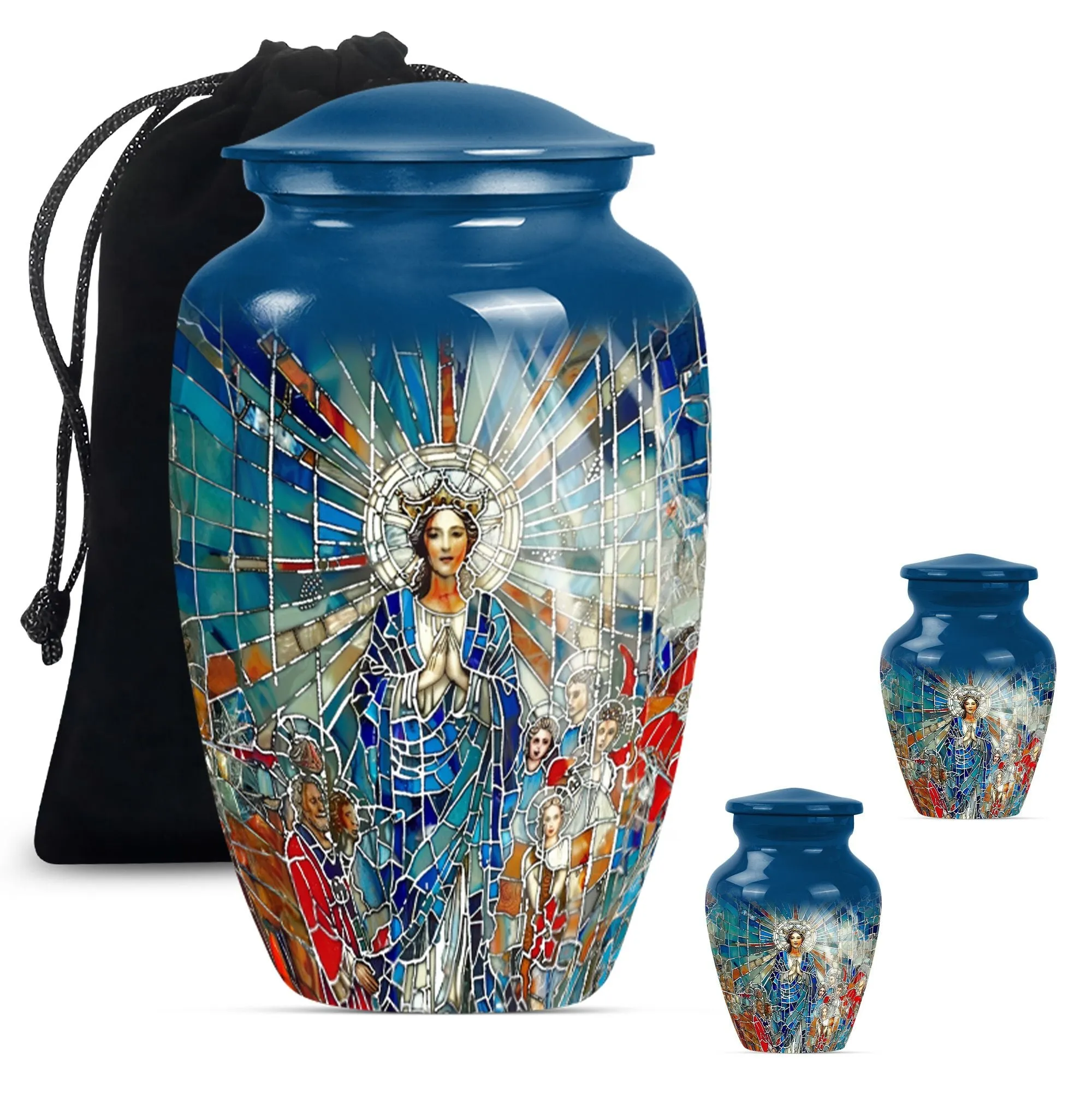 Stained Glass Homage Urn - Container For Cremated Human Ashes