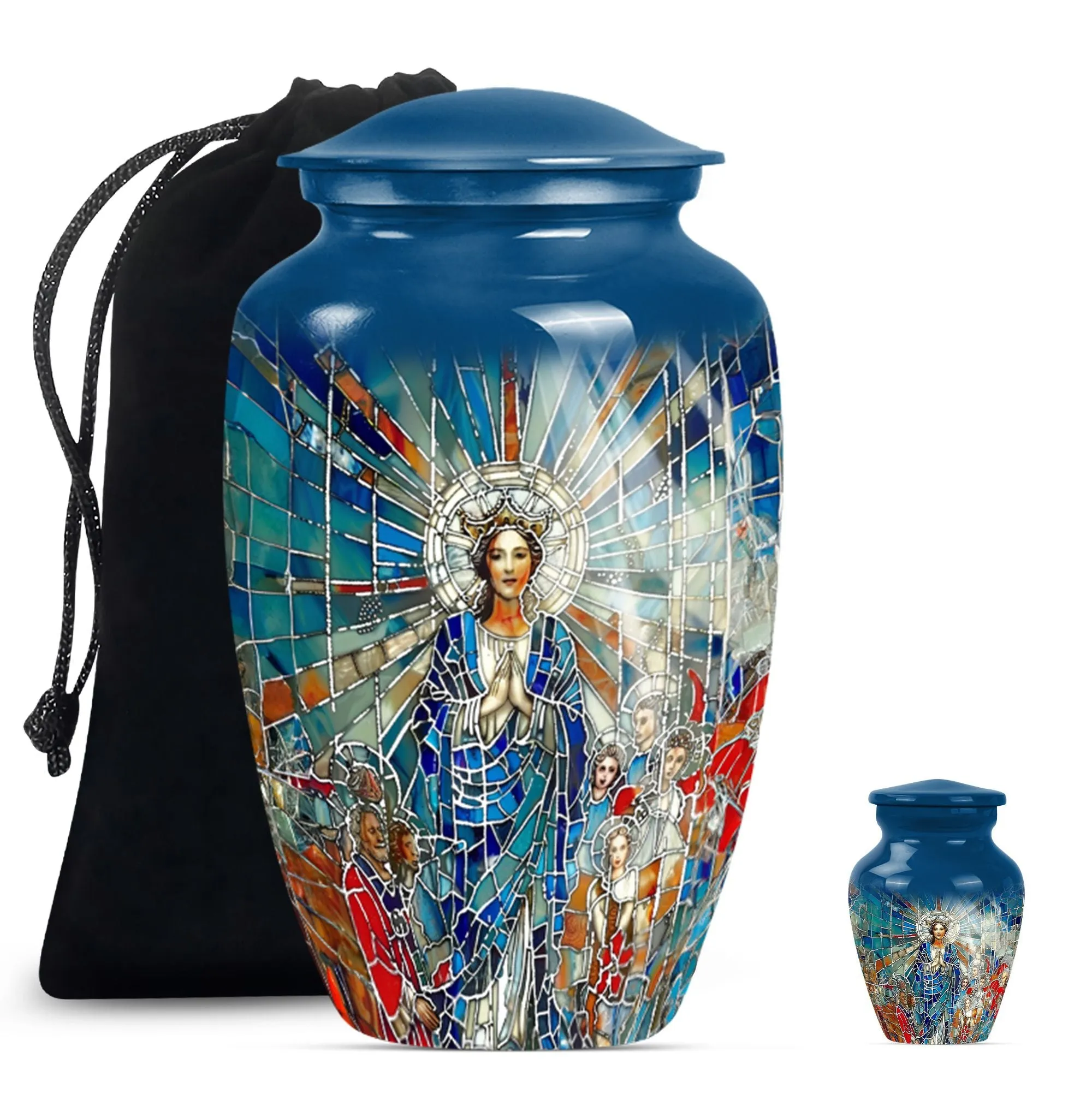 Stained Glass Homage Urn - Container For Cremated Human Ashes