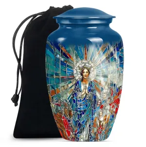 Stained Glass Homage Urn - Container For Cremated Human Ashes
