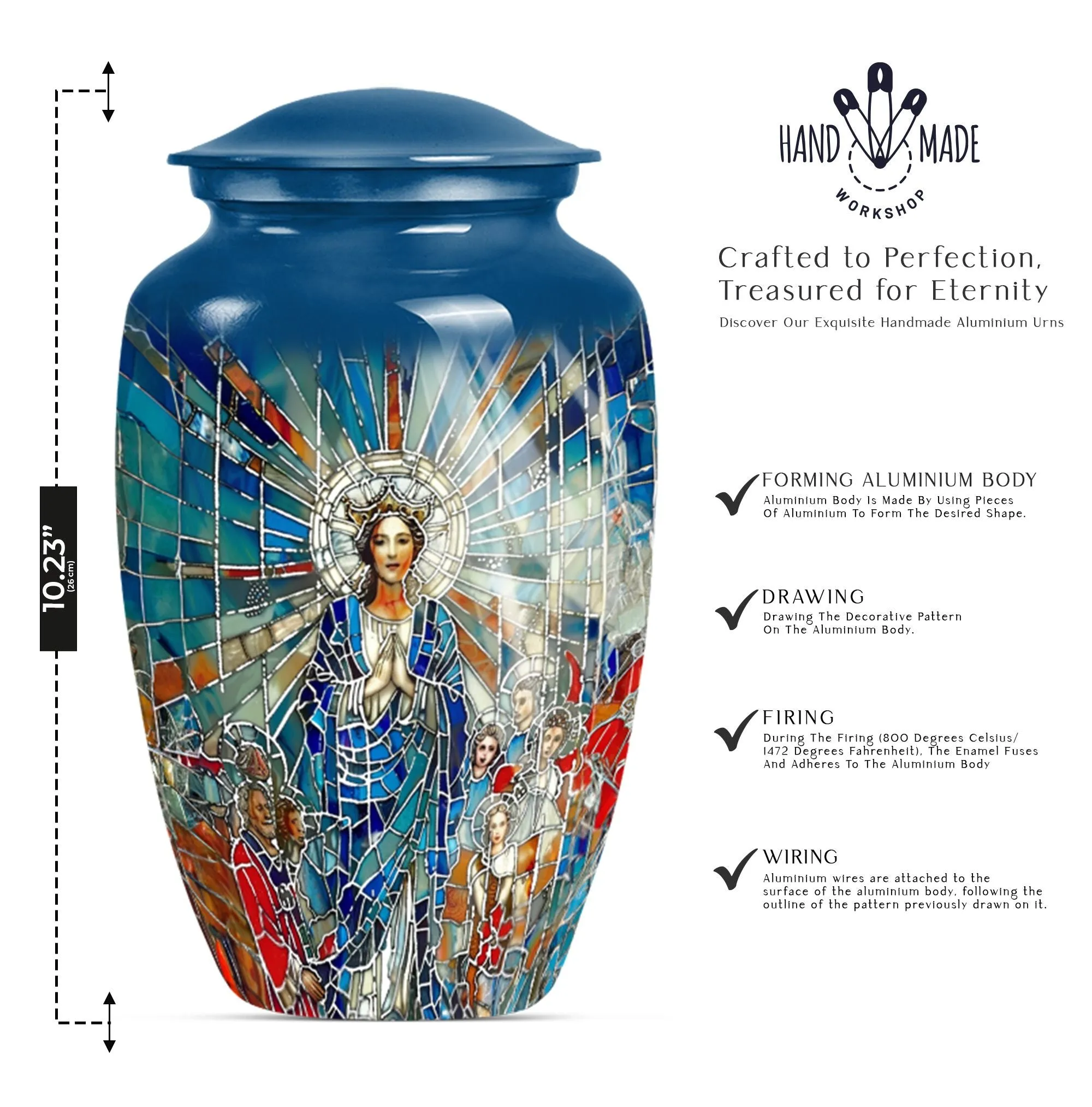 Stained Glass Homage Urn - Container For Cremated Human Ashes