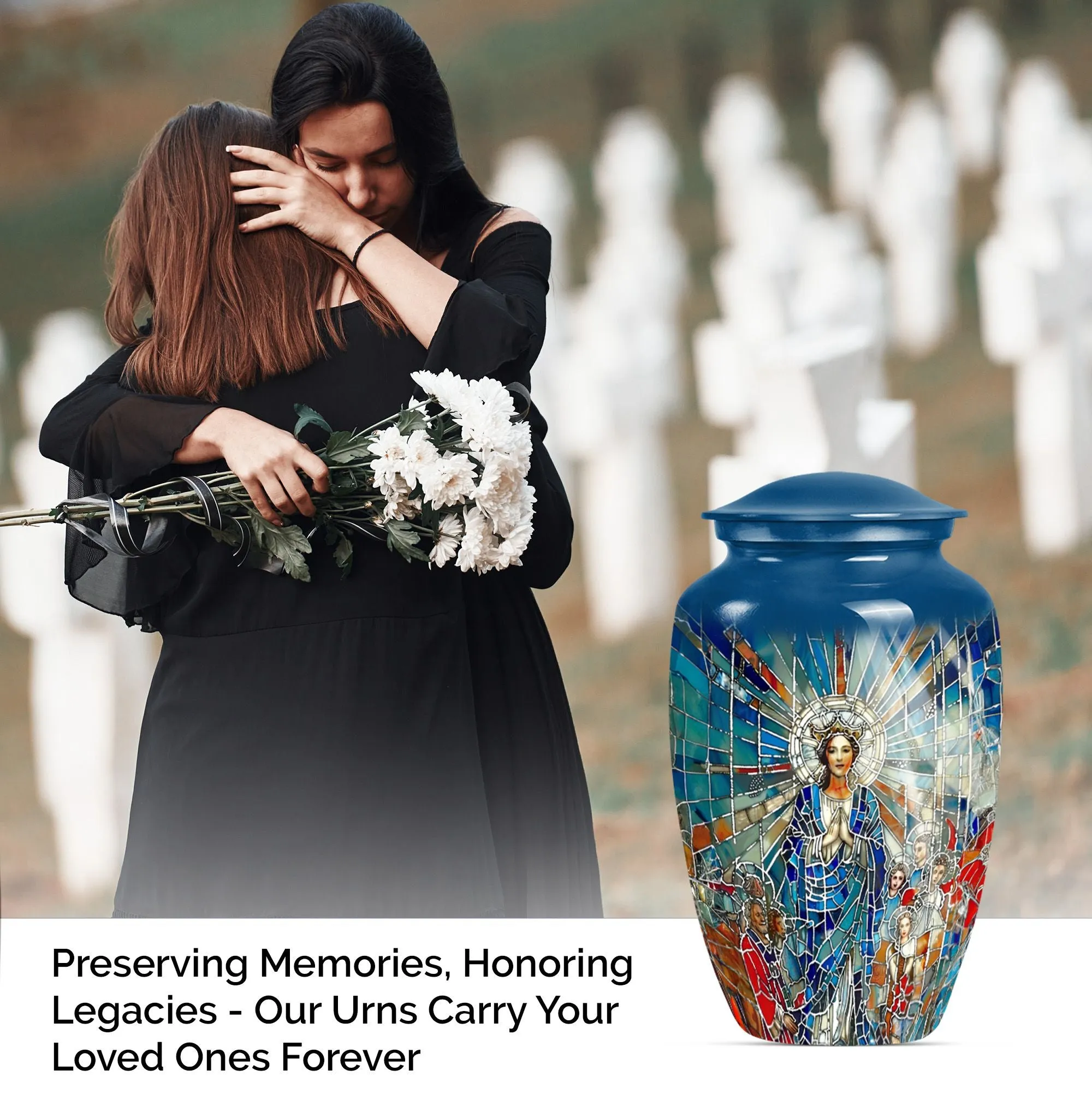 Stained Glass Homage Urn - Container For Cremated Human Ashes