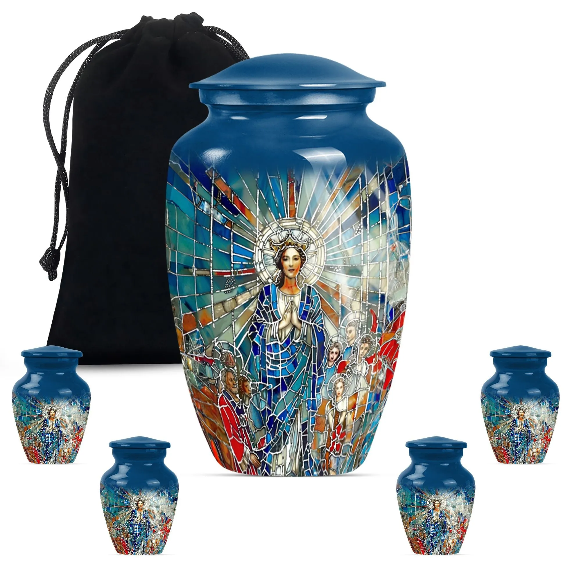 Stained Glass Homage Urn - Container For Cremated Human Ashes