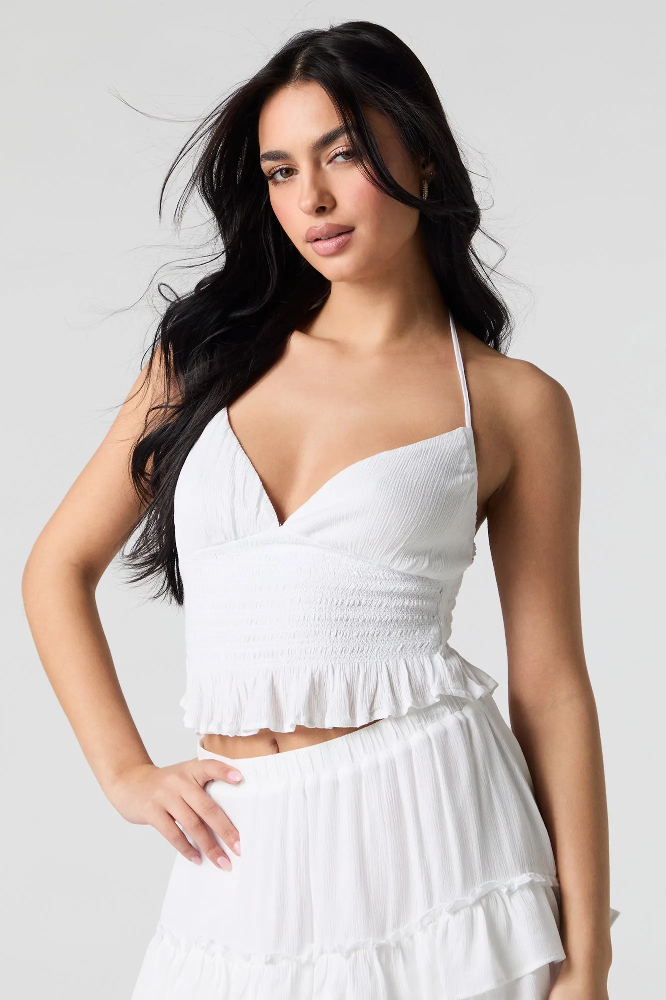 Sweetheart Smocked Halter Cami