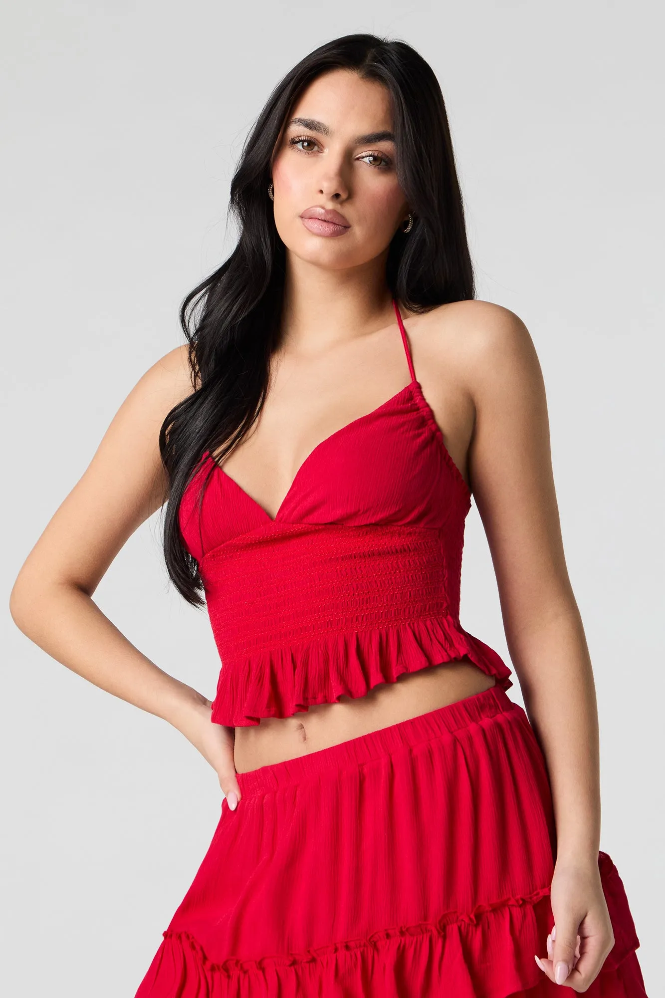 Sweetheart Smocked Halter Cami