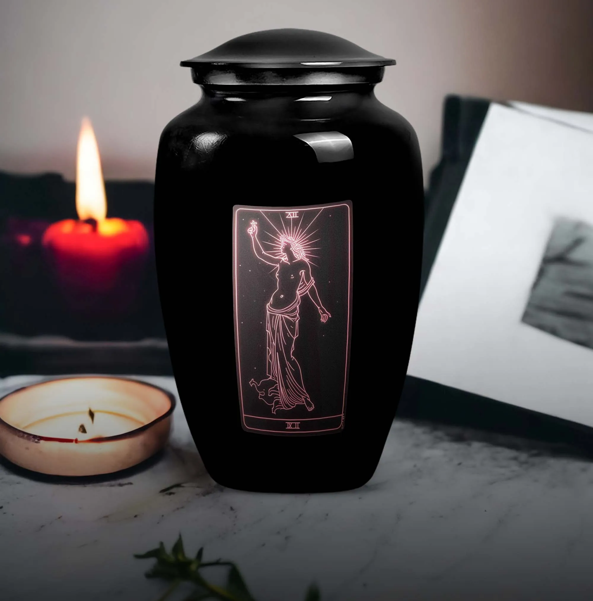 Tarot Urn Tribute - Cremation Memorial for Abstract Elegance