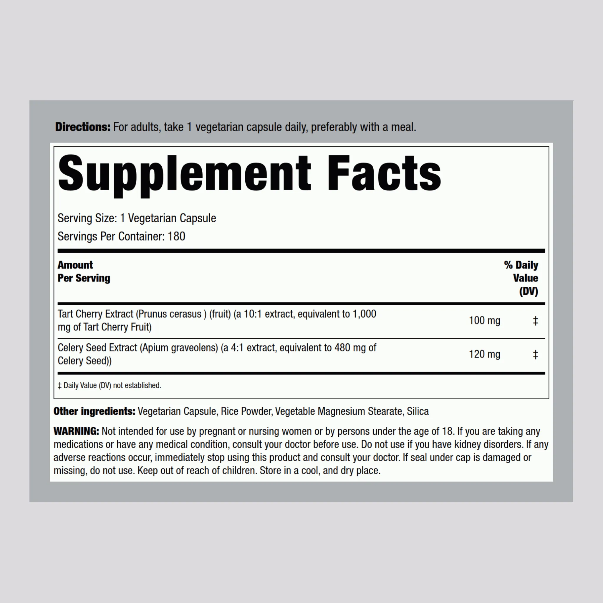Tart Cherry Celery Seed, 180 Vegetarian Capsules