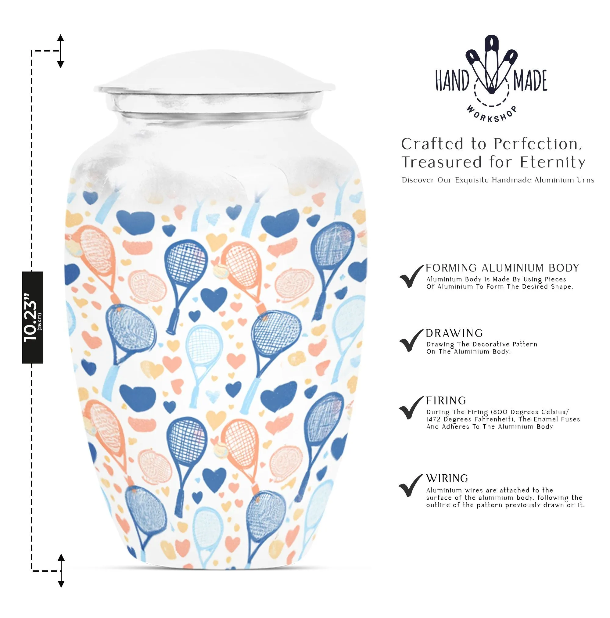 Tennis Urn Delight - Medium Sized Burial Cremation Urn