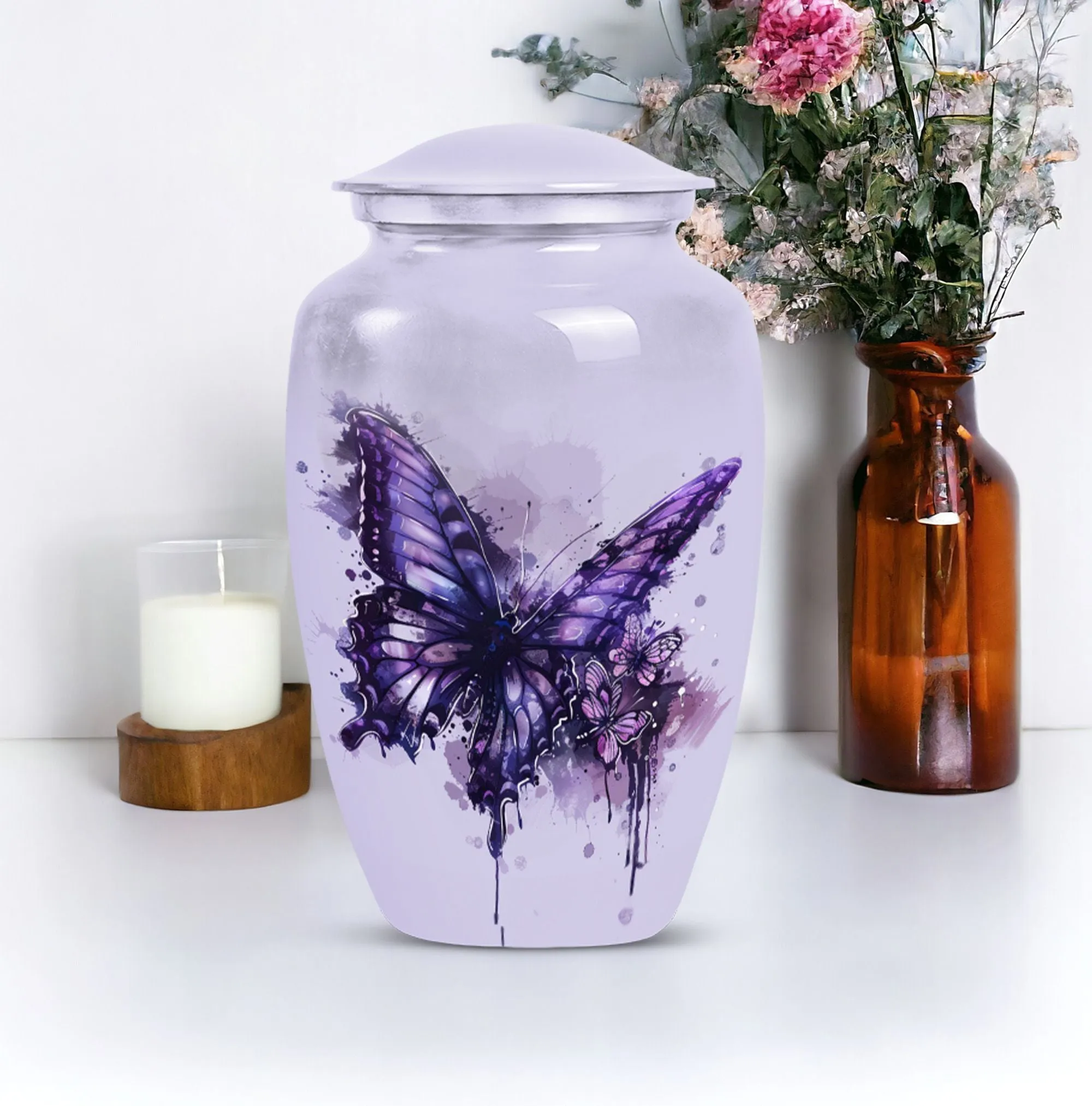 The Purple Butterfly Memorial Urn for Cherished Cremation Ashes
