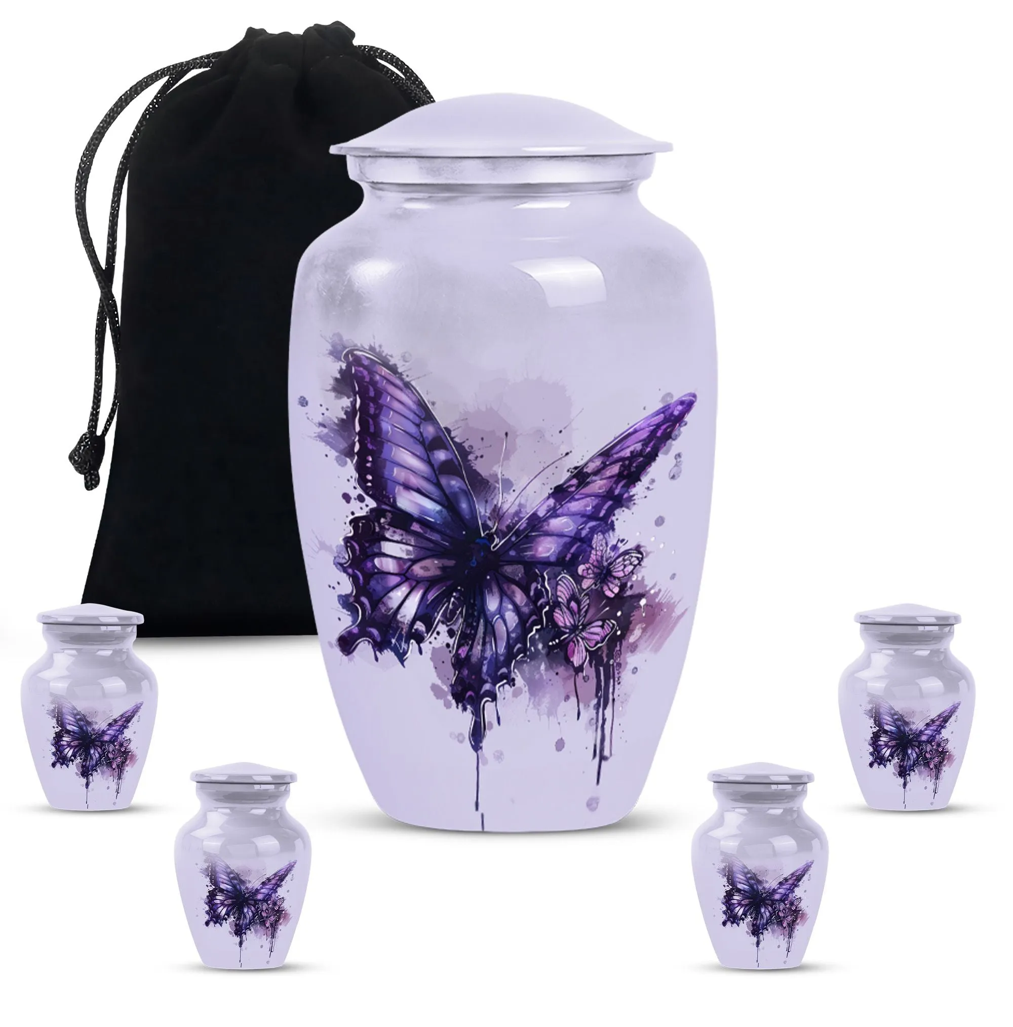 The Purple Butterfly Memorial Urn for Cherished Cremation Ashes