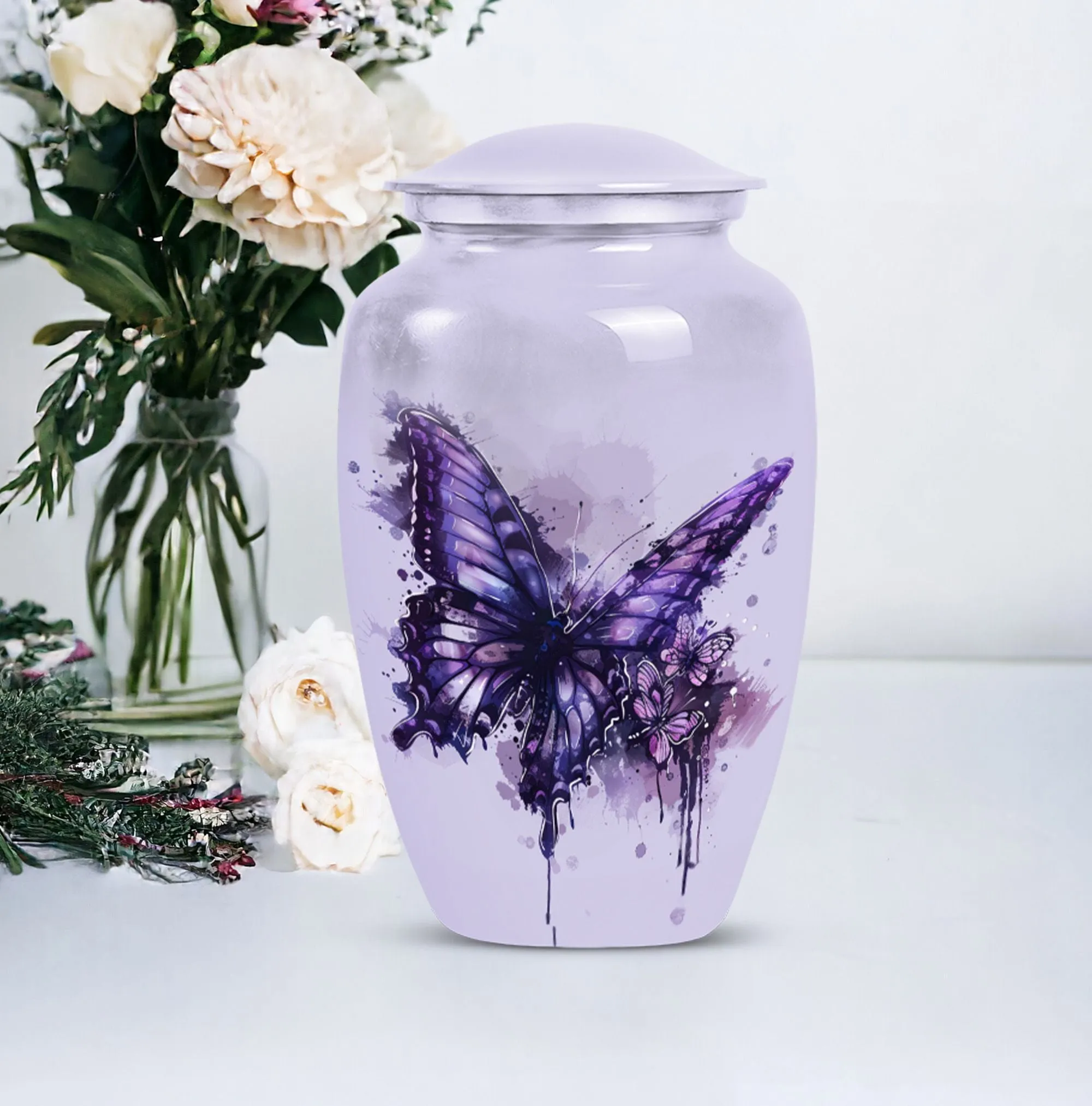 The Purple Butterfly Memorial Urn for Cherished Cremation Ashes