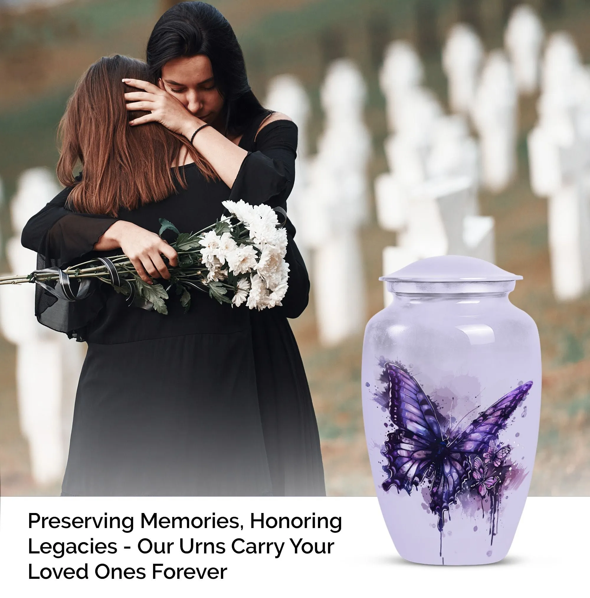 The Purple Butterfly Memorial Urn for Cherished Cremation Ashes