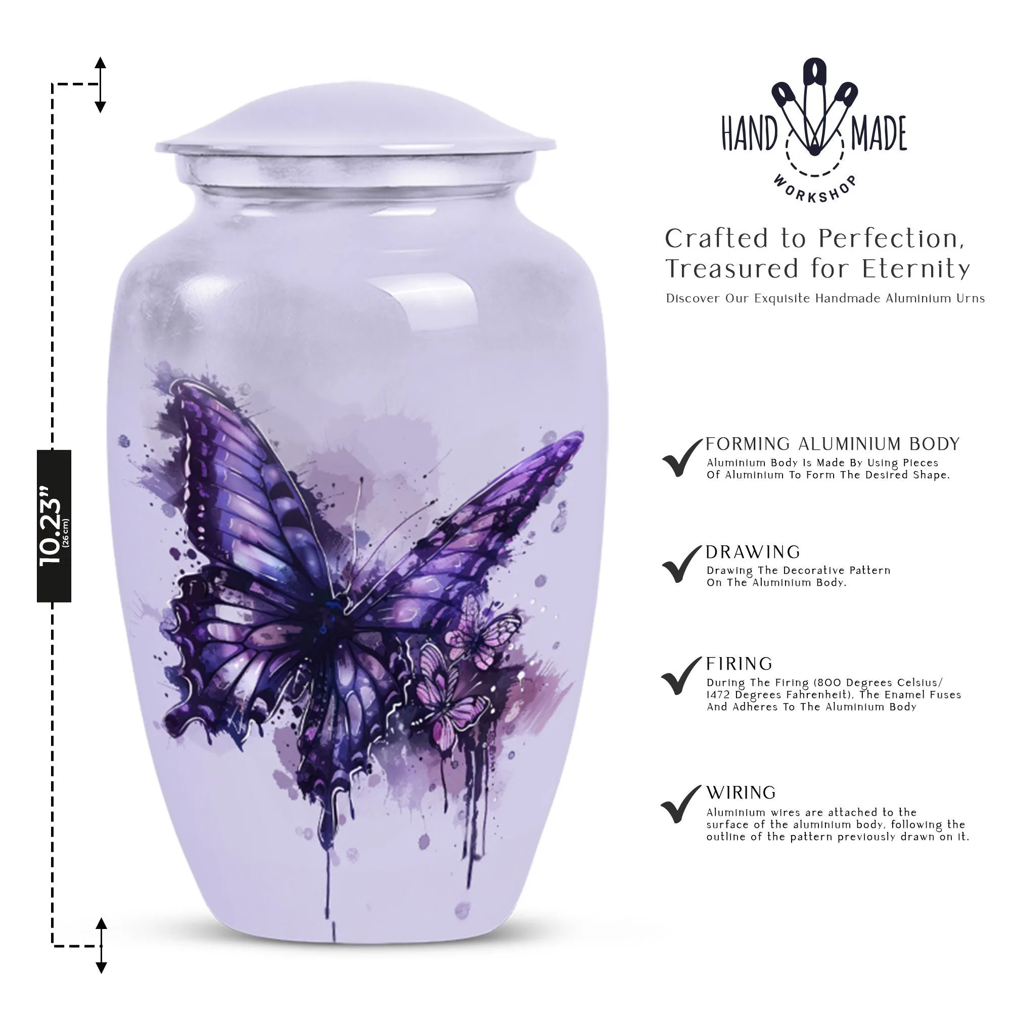 The Purple Butterfly Memorial Urn for Cherished Cremation Ashes
