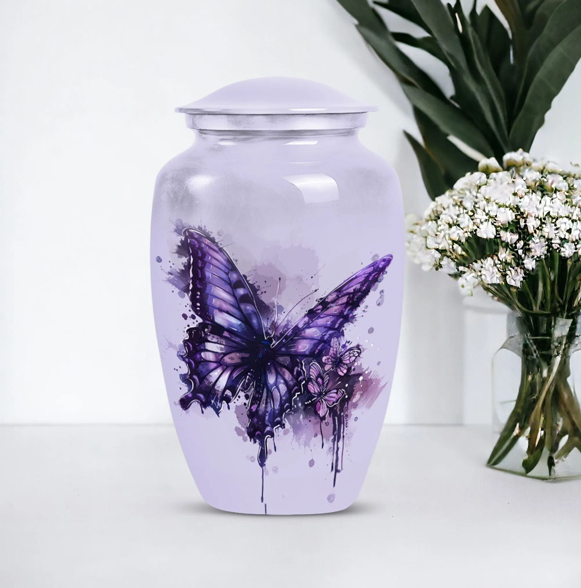 The Purple Butterfly Memorial Urn for Cherished Cremation Ashes