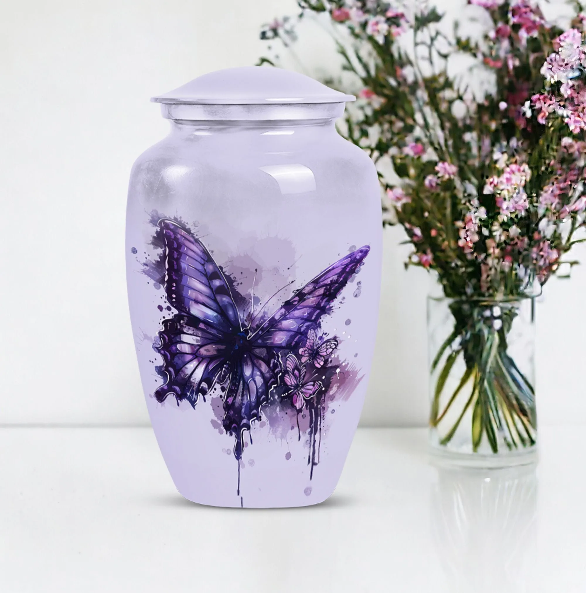 The Purple Butterfly Memorial Urn for Cherished Cremation Ashes