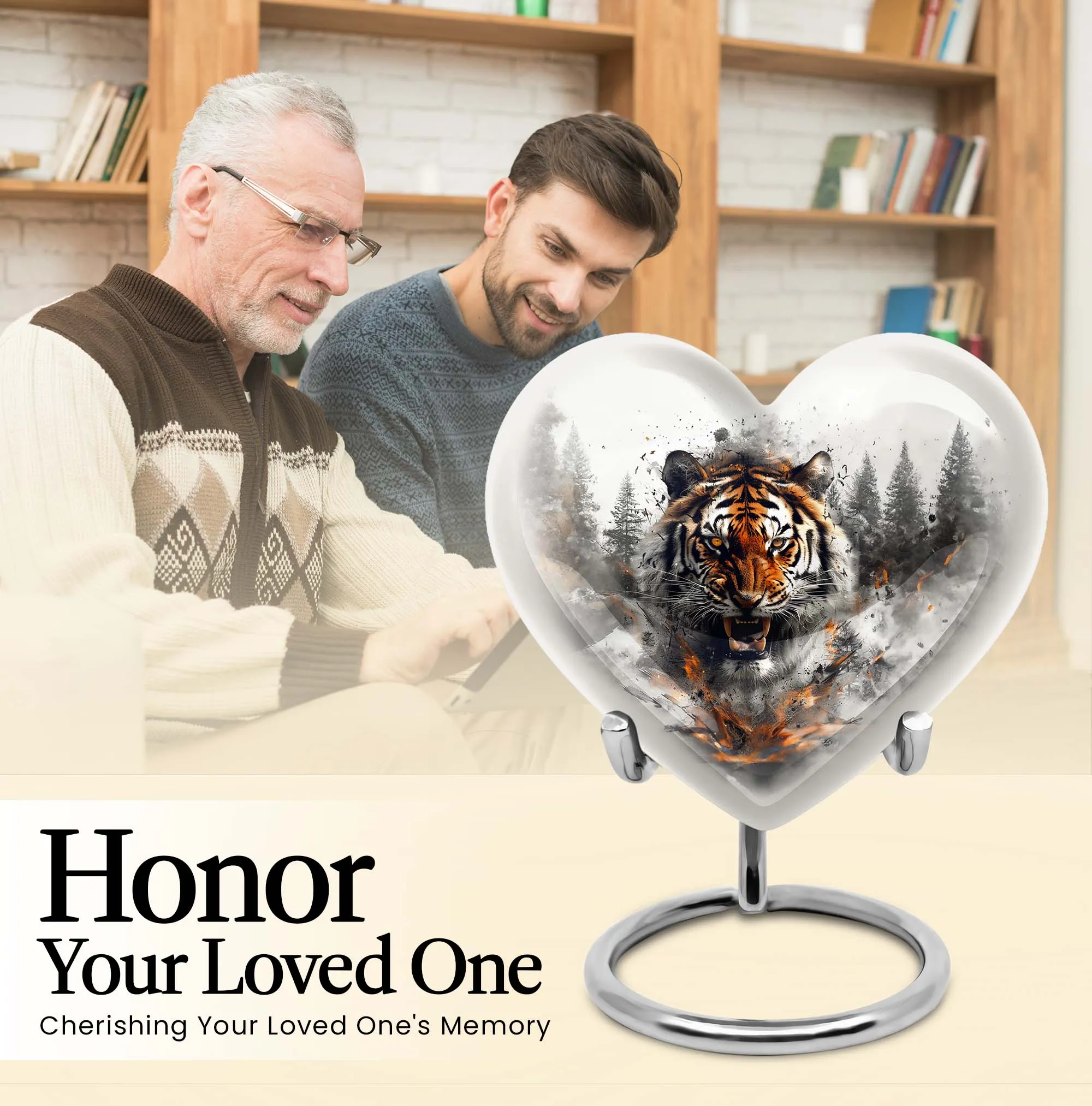 Tiger Urn Delicate Bloom: Cremation Urn For Remembrance