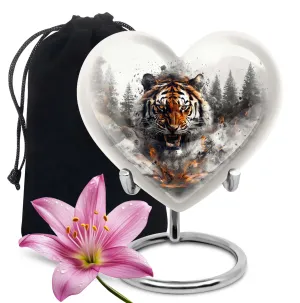 Tiger Urn Delicate Bloom: Cremation Urn For Remembrance