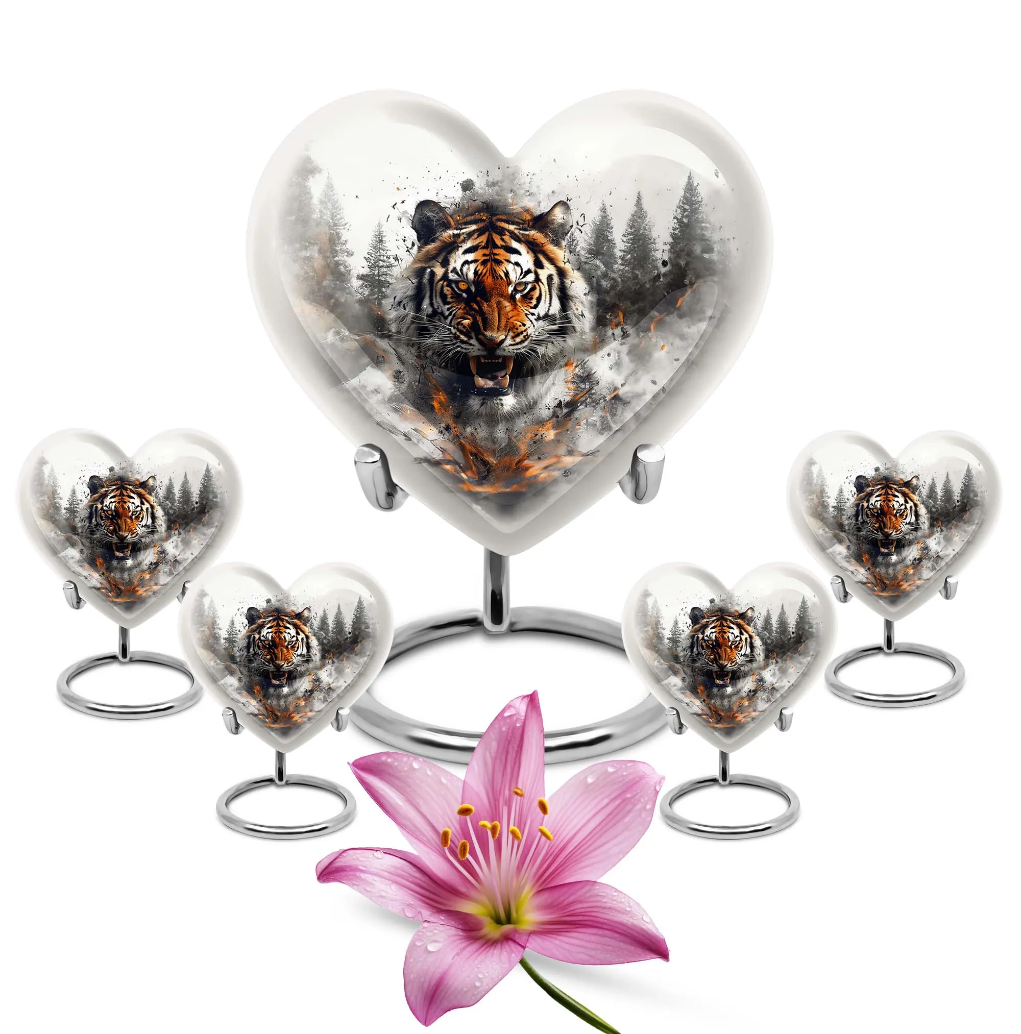 Tiger Urn Delicate Bloom: Cremation Urn For Remembrance