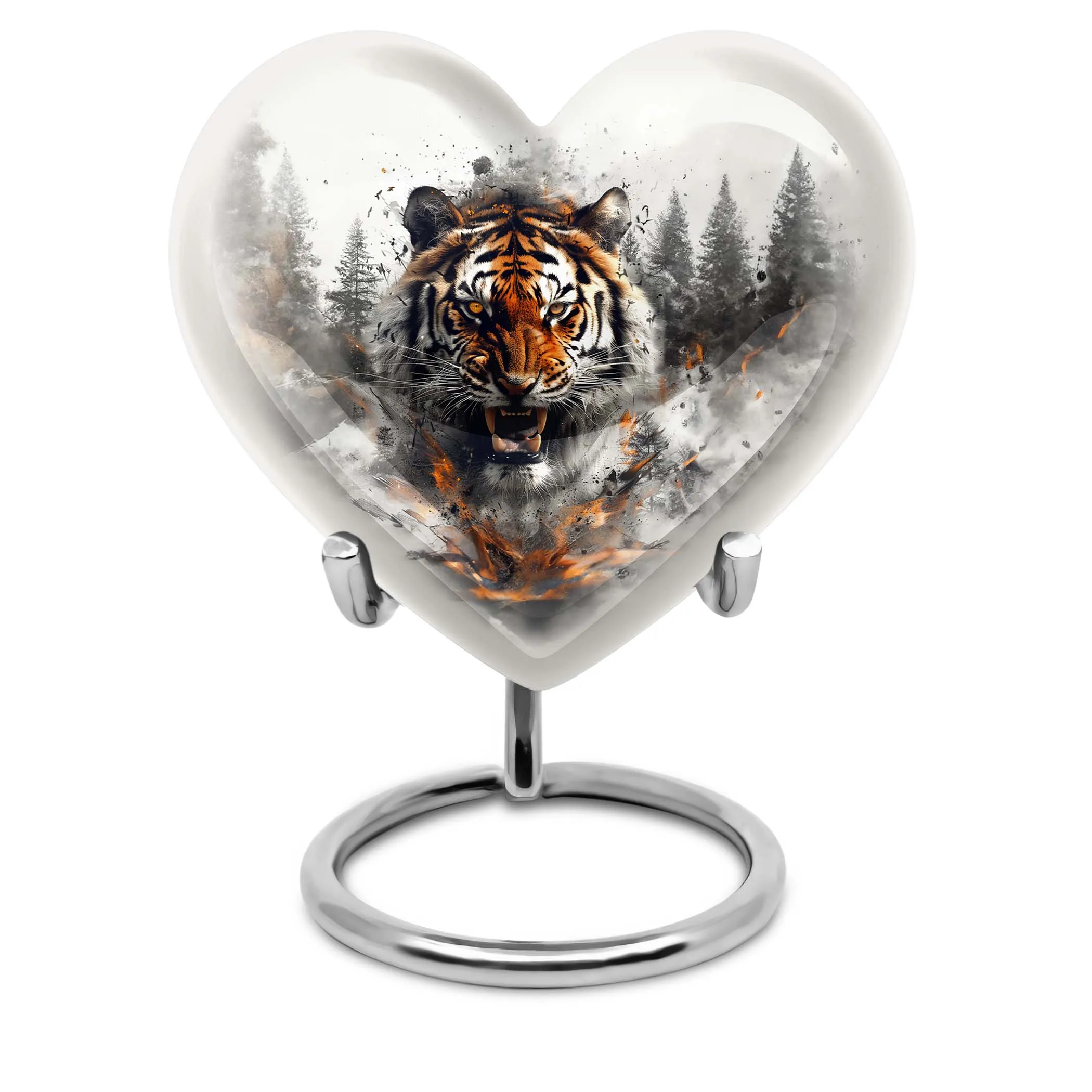 Tiger Urn Delicate Bloom: Cremation Urn For Remembrance