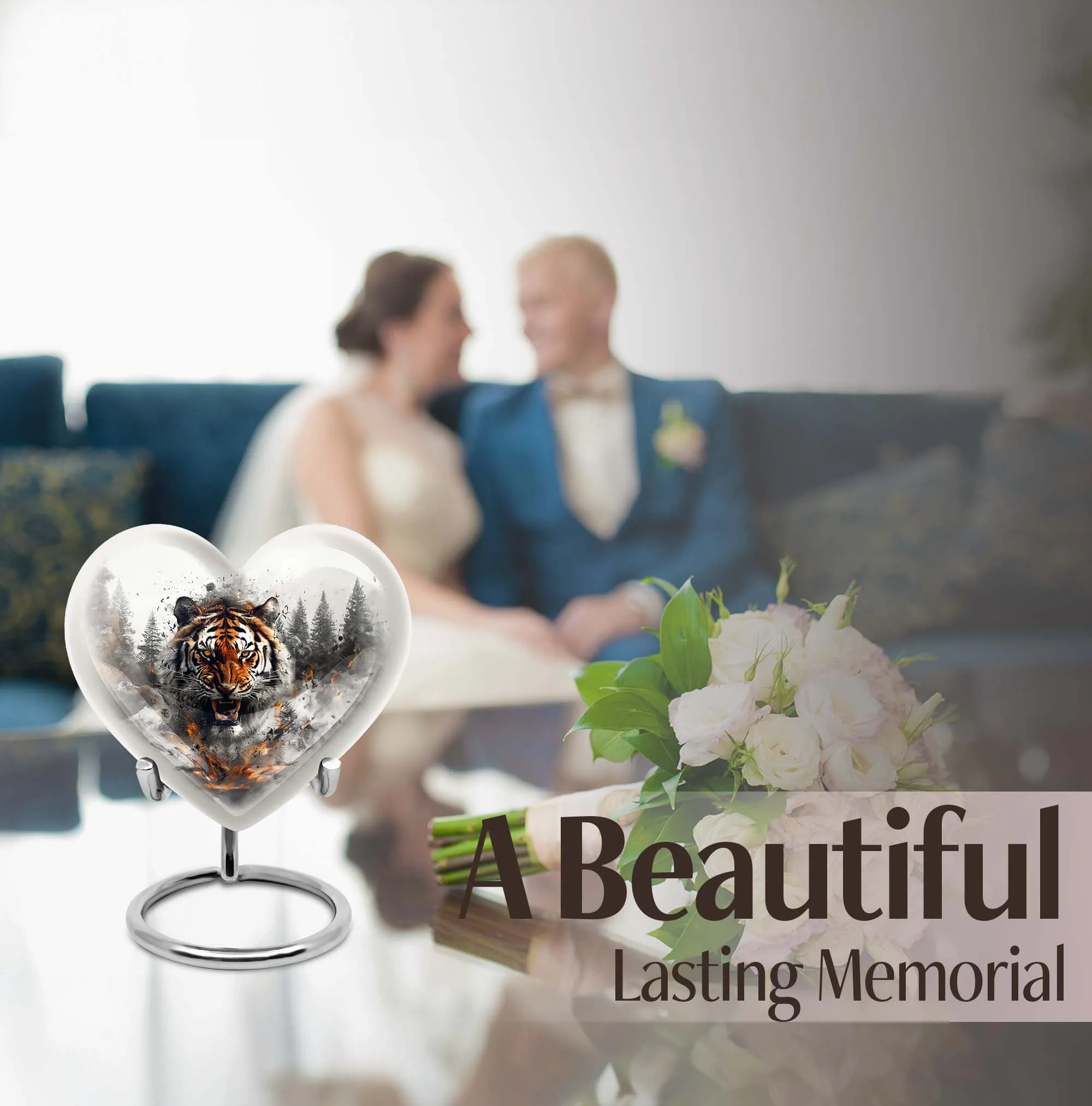 Tiger Urn Delicate Bloom: Cremation Urn For Remembrance