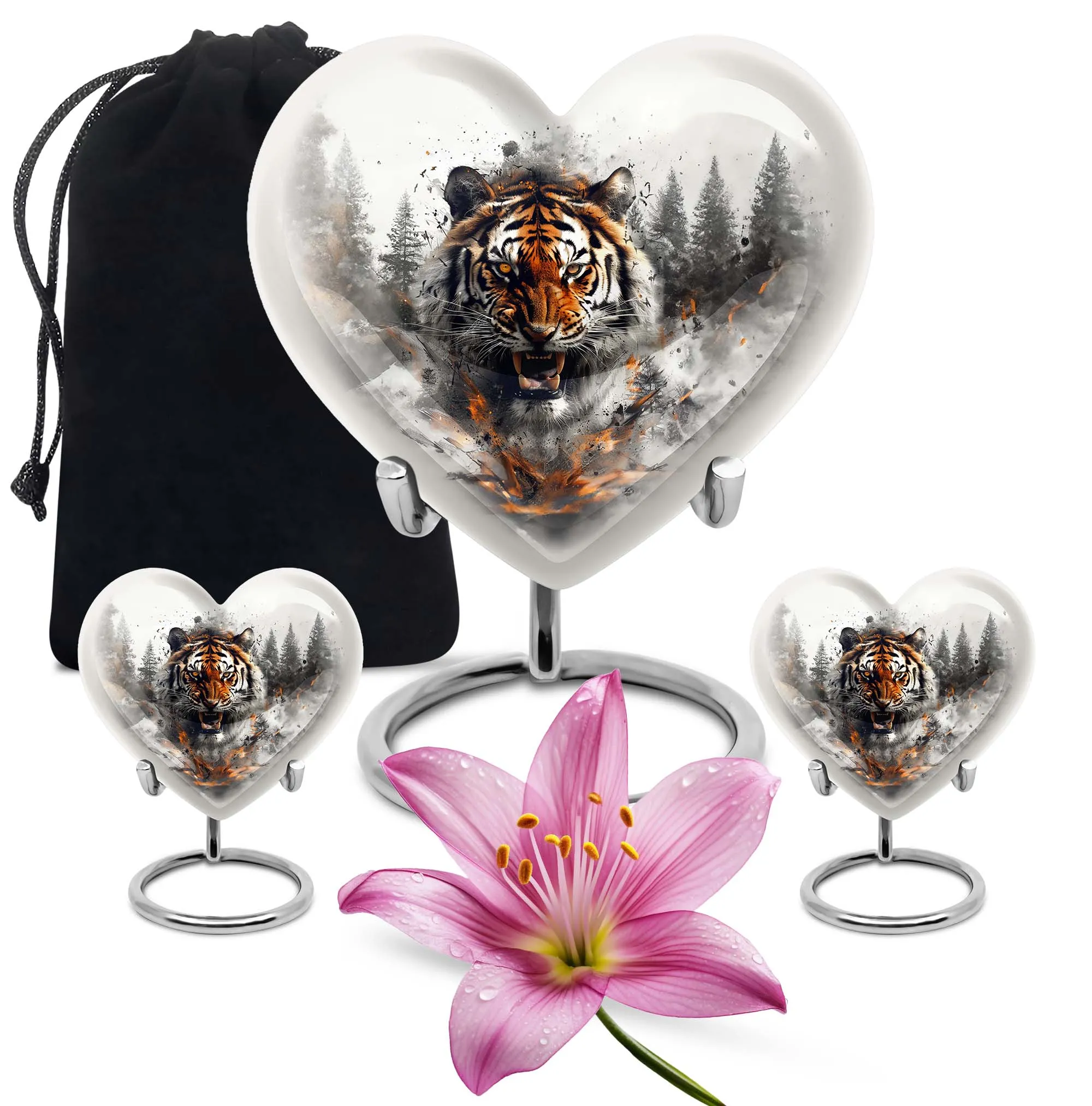 Tiger Urn Delicate Bloom: Cremation Urn For Remembrance