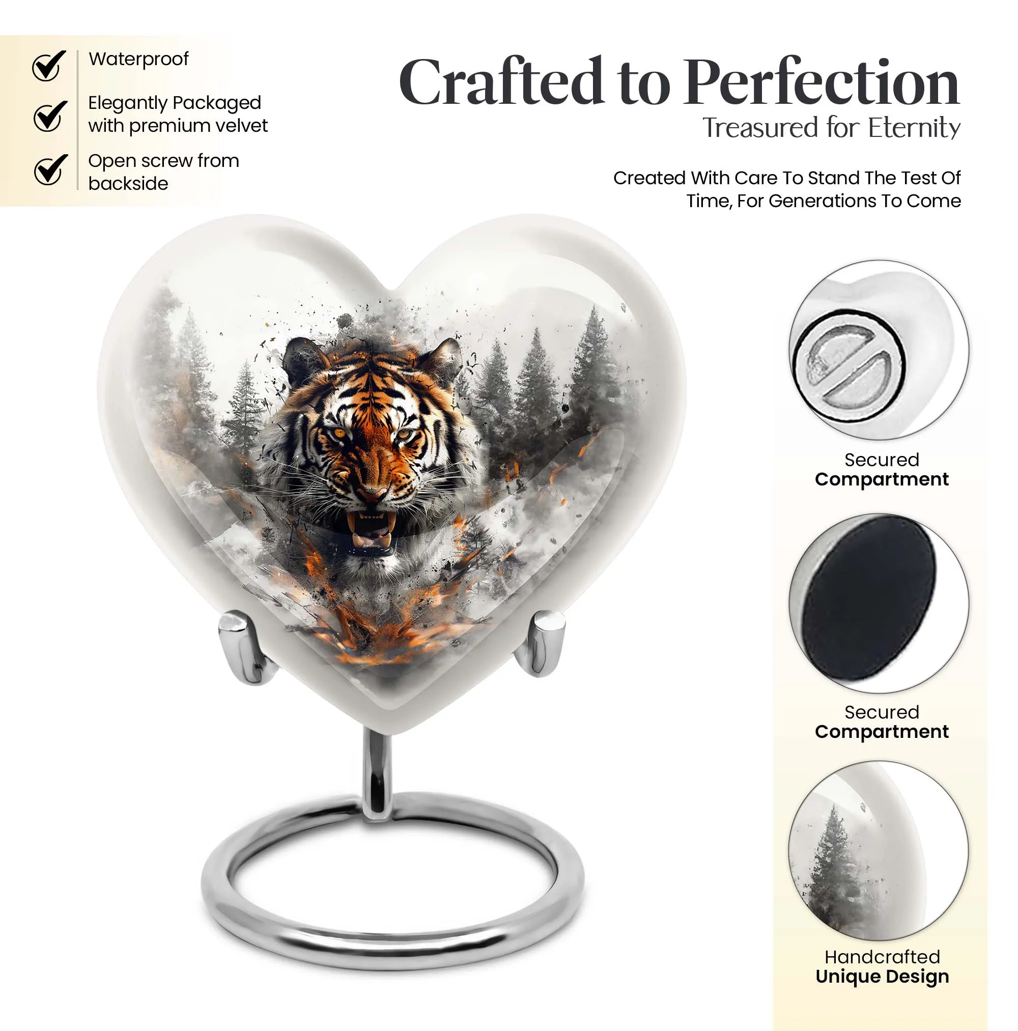 Tiger Urn Delicate Bloom: Cremation Urn For Remembrance