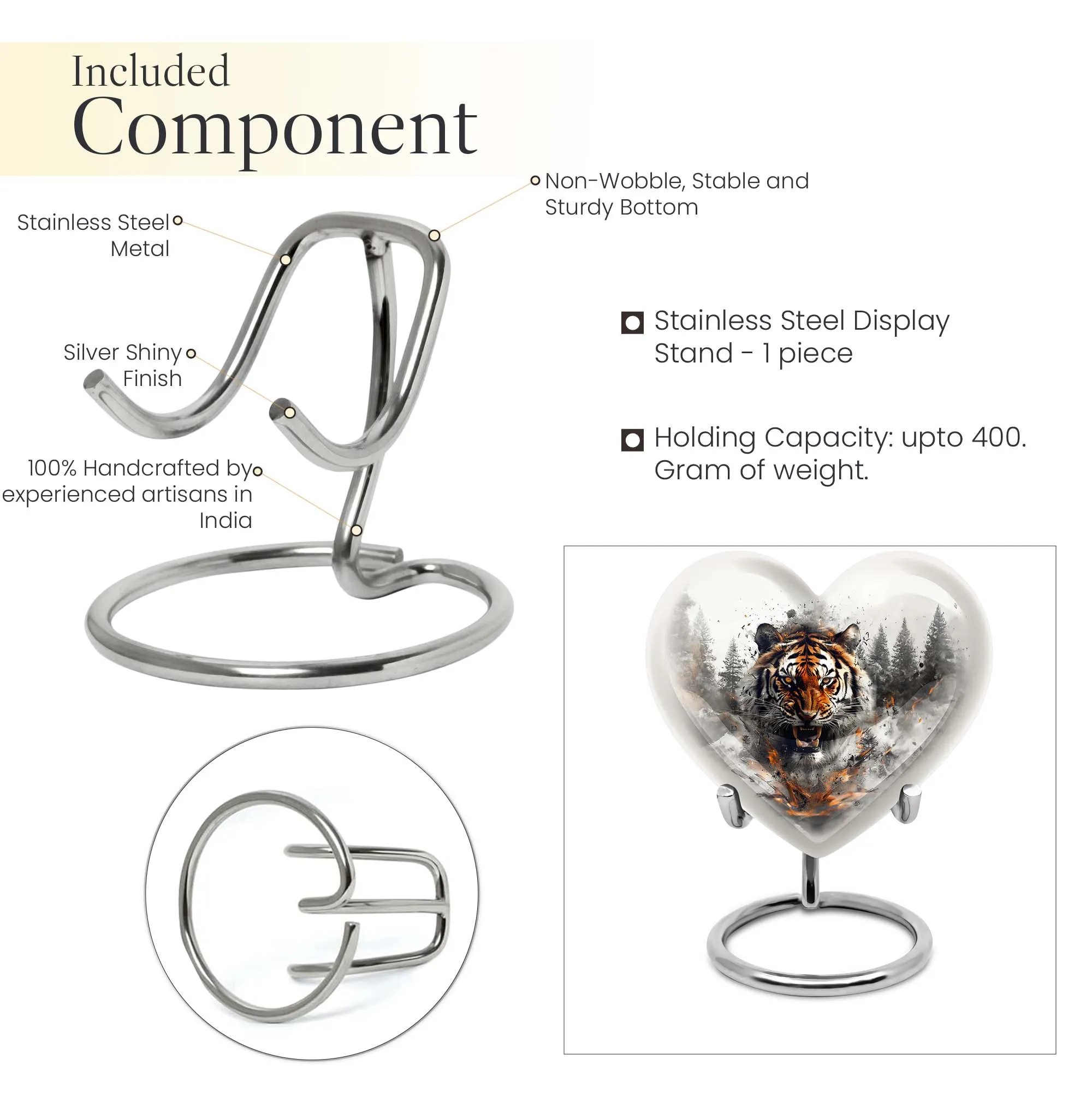 Tiger Urn Delicate Bloom: Cremation Urn For Remembrance
