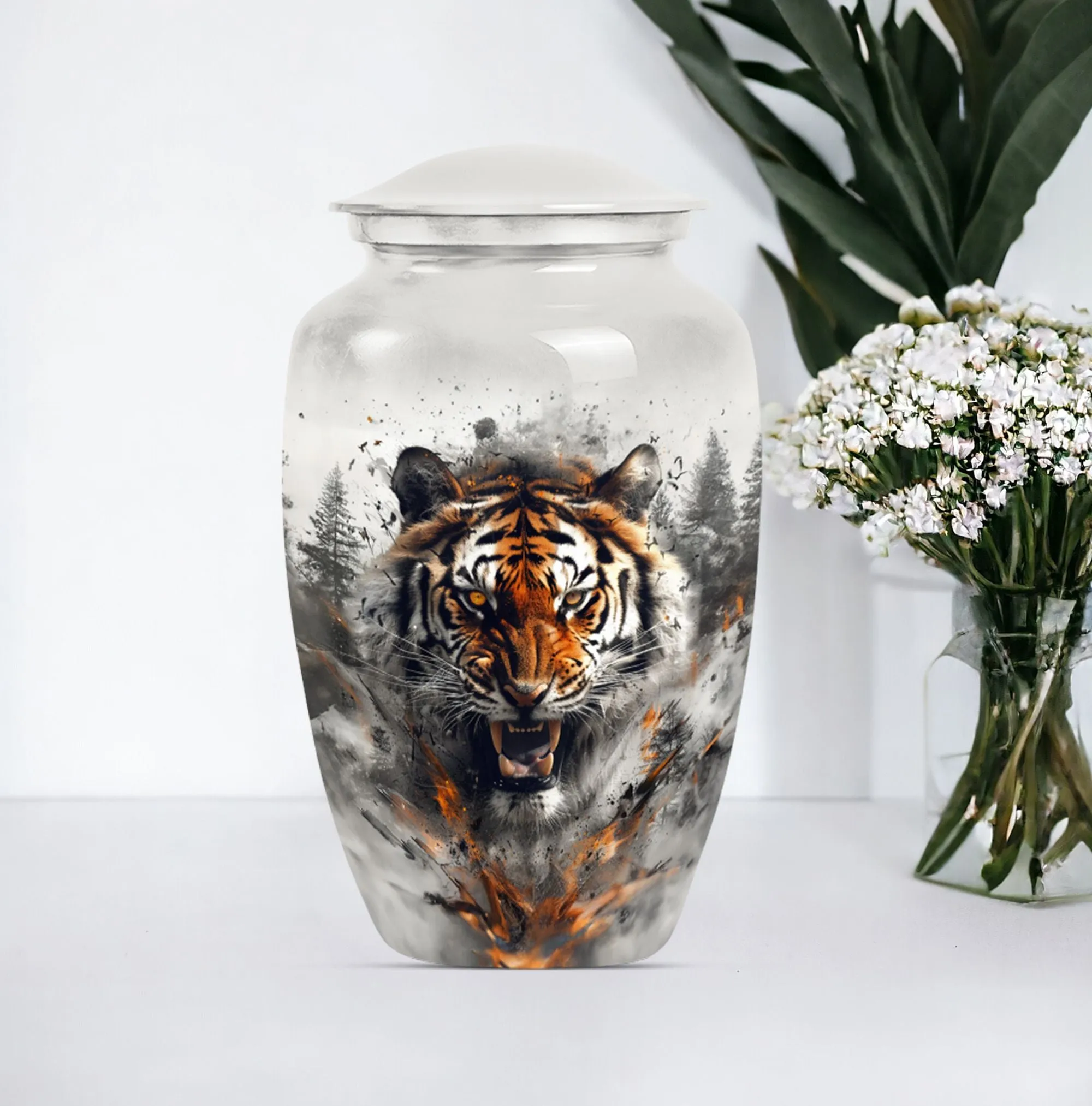 Tiger Urn Memorial for Loved Ones: Adult-sized Cremation Vessel