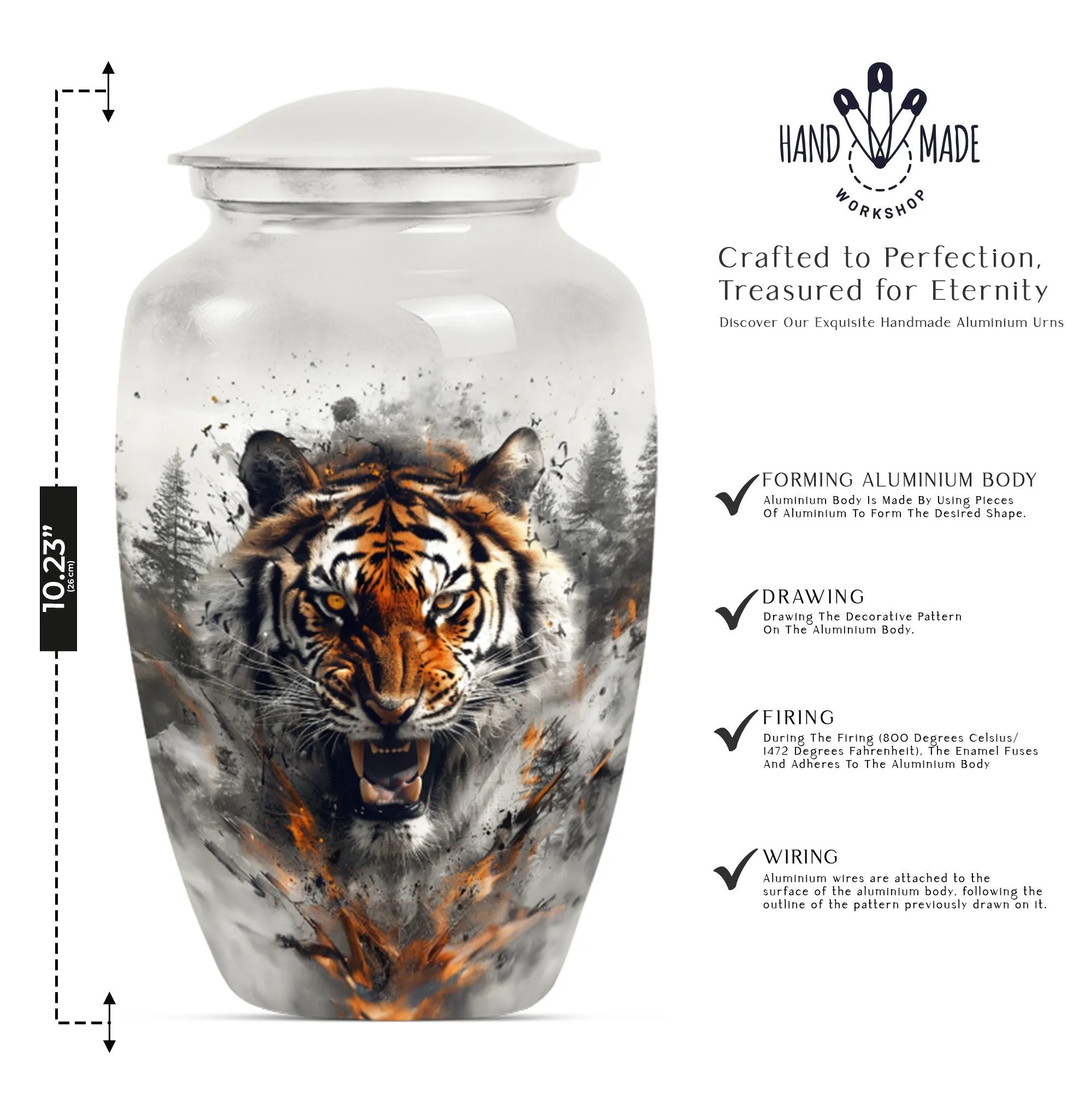 Tiger Urn Memorial for Loved Ones: Adult-sized Cremation Vessel