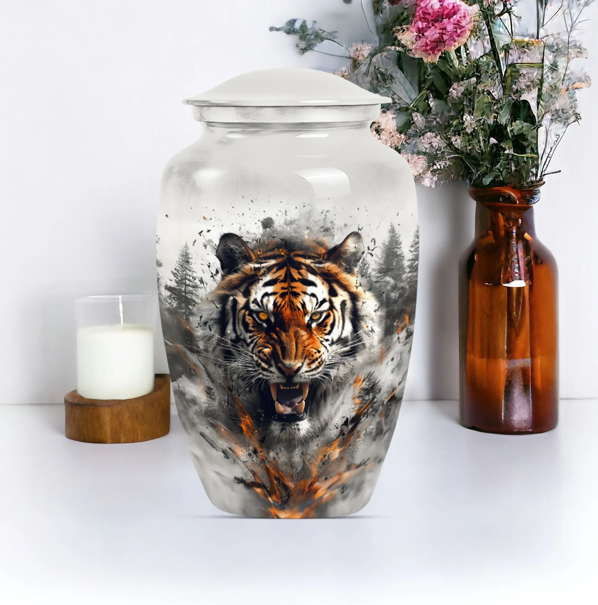 Tiger Urn Memorial for Loved Ones: Adult-sized Cremation Vessel