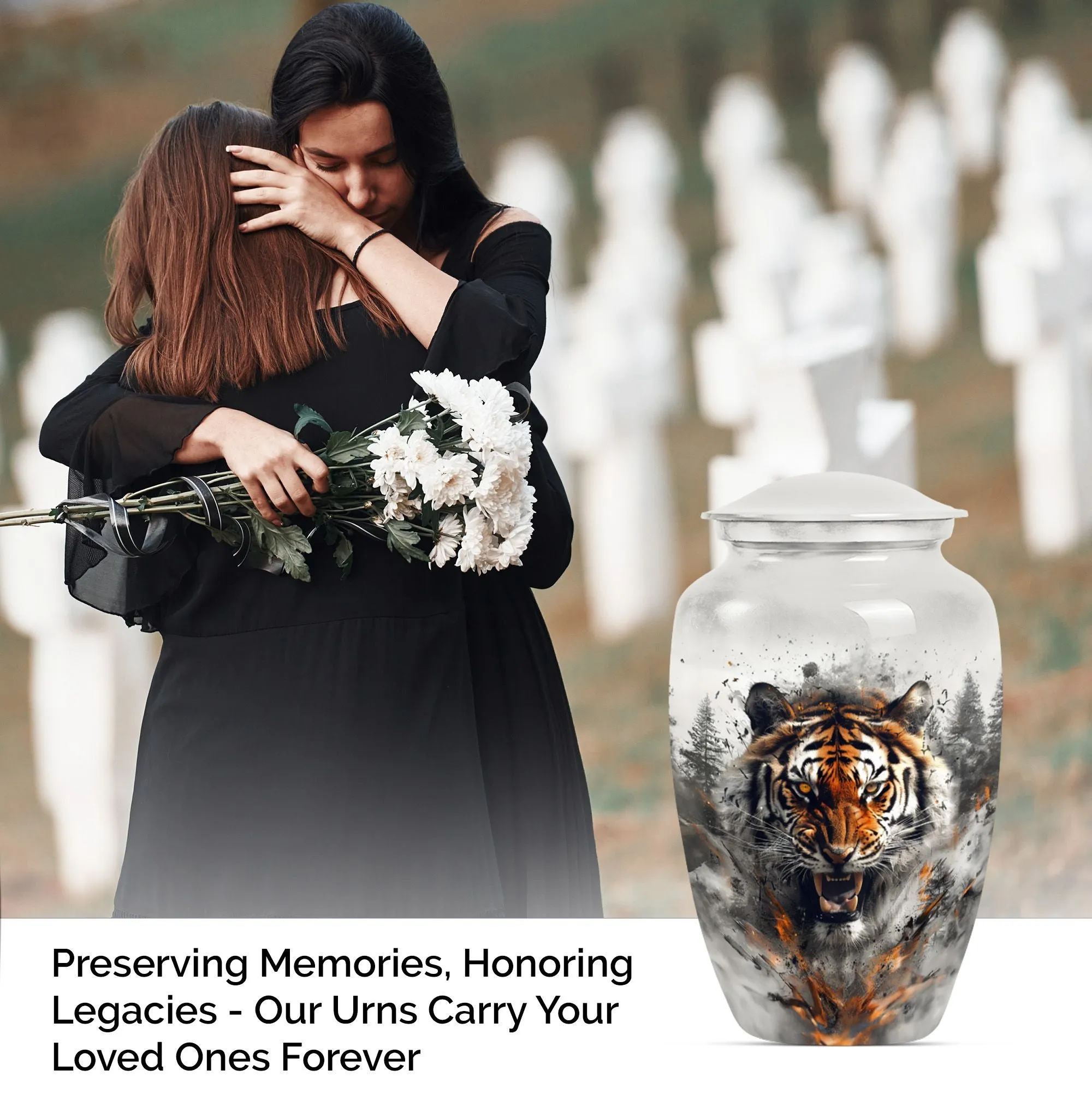 Tiger Urn Memorial for Loved Ones: Adult-sized Cremation Vessel