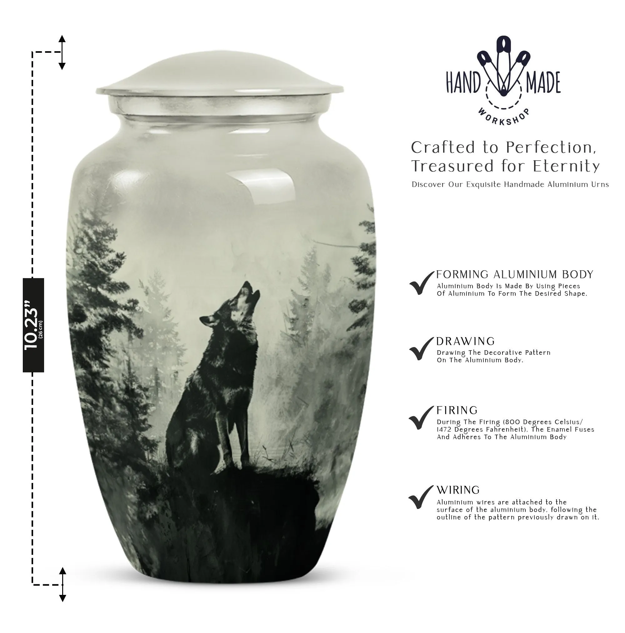 Tranquil Resonance: Wolf Howling Urn, Honourable Memorial