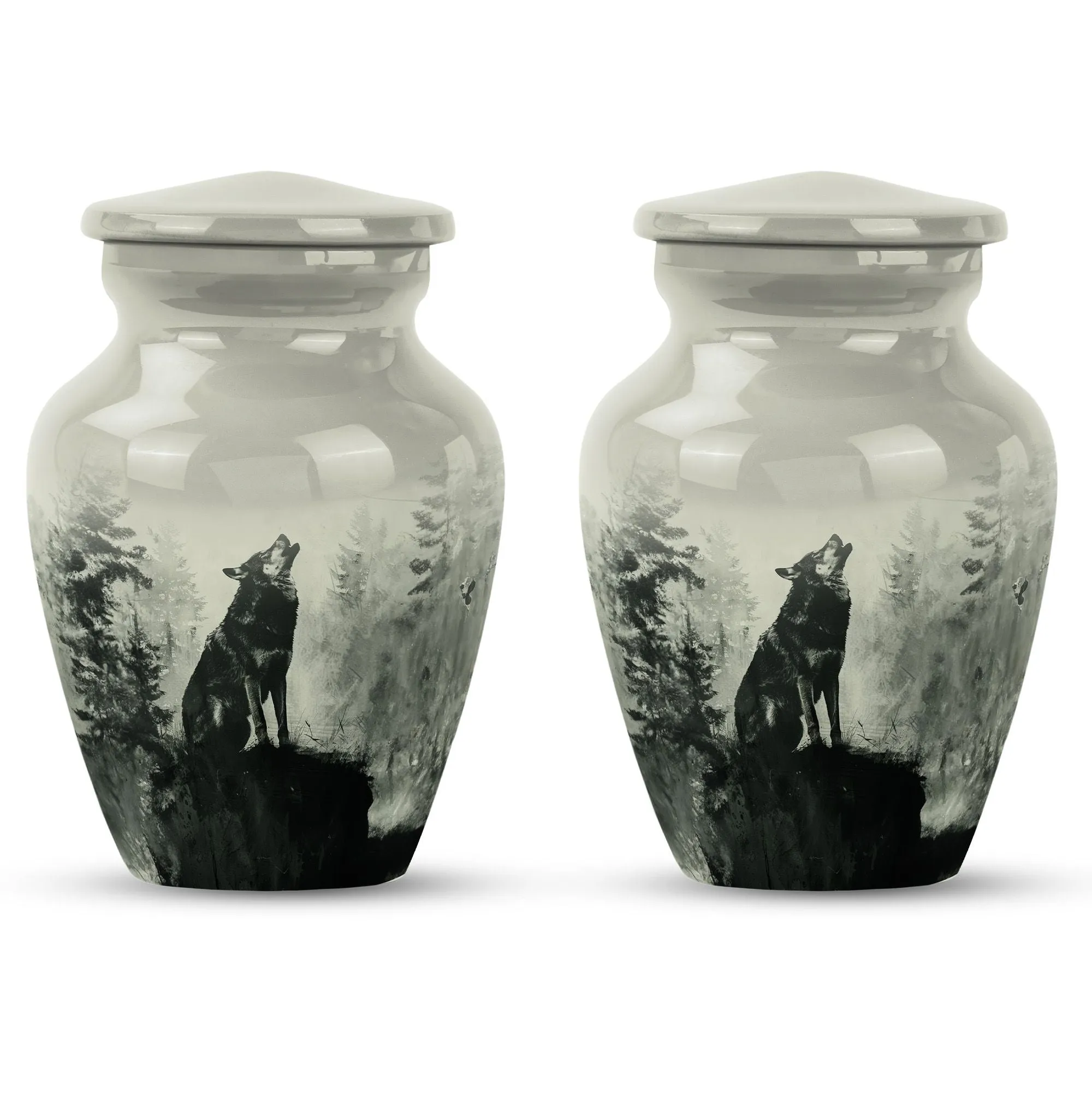 Tranquil Resonance: Wolf Howling Urn, Honourable Memorial