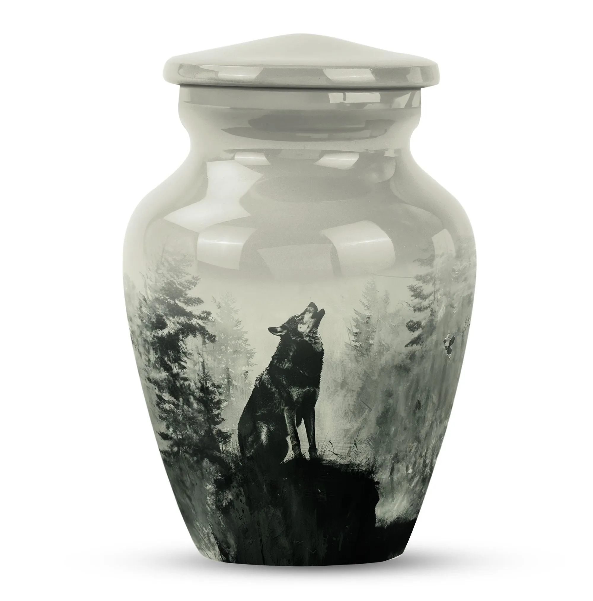 Tranquil Resonance: Wolf Howling Urn, Honourable Memorial