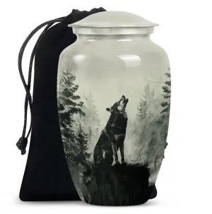 Tranquil Resonance: Wolf Howling Urn, Honourable Memorial
