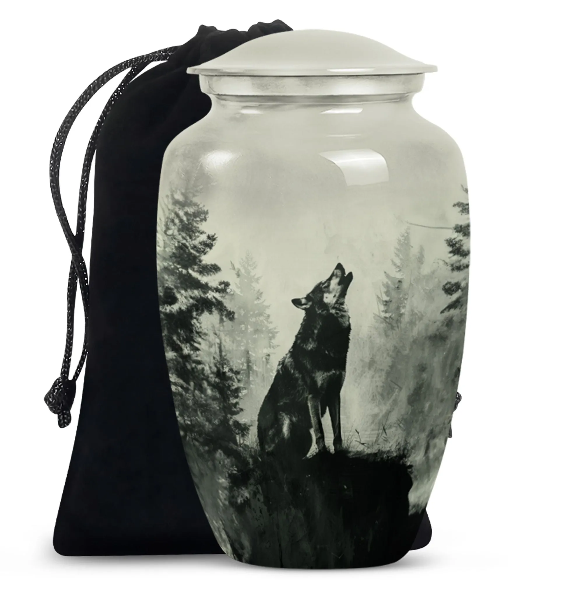 Tranquil Resonance: Wolf Howling Urn, Honourable Memorial